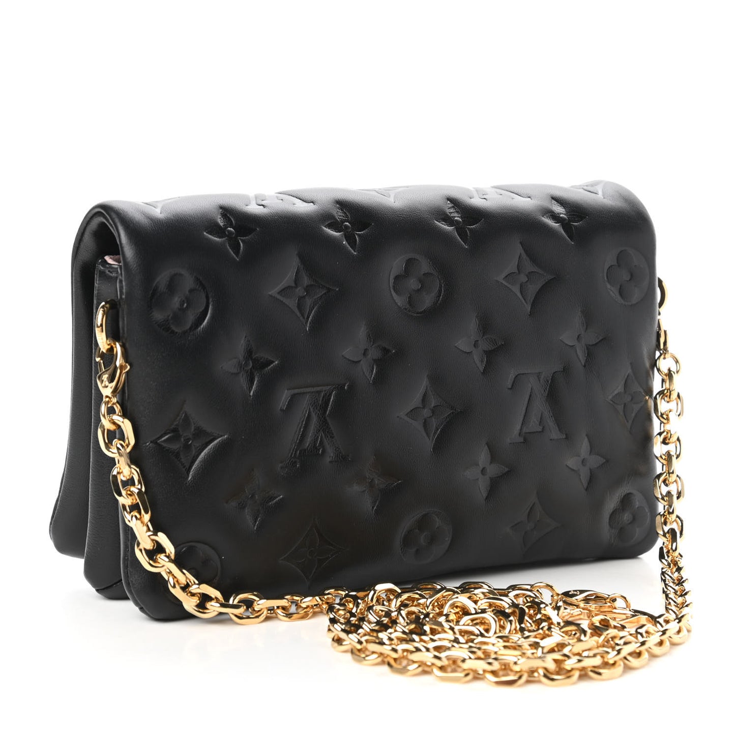 Lambskin Embossed Monogram Pochette Coussin Black
