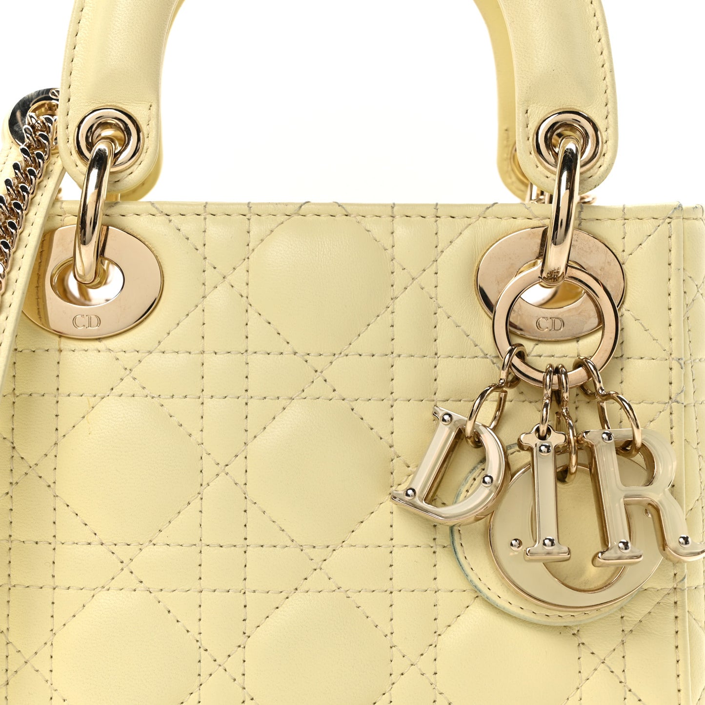 Lambskin Cannage Mini Lady Dior Soft Yellow
