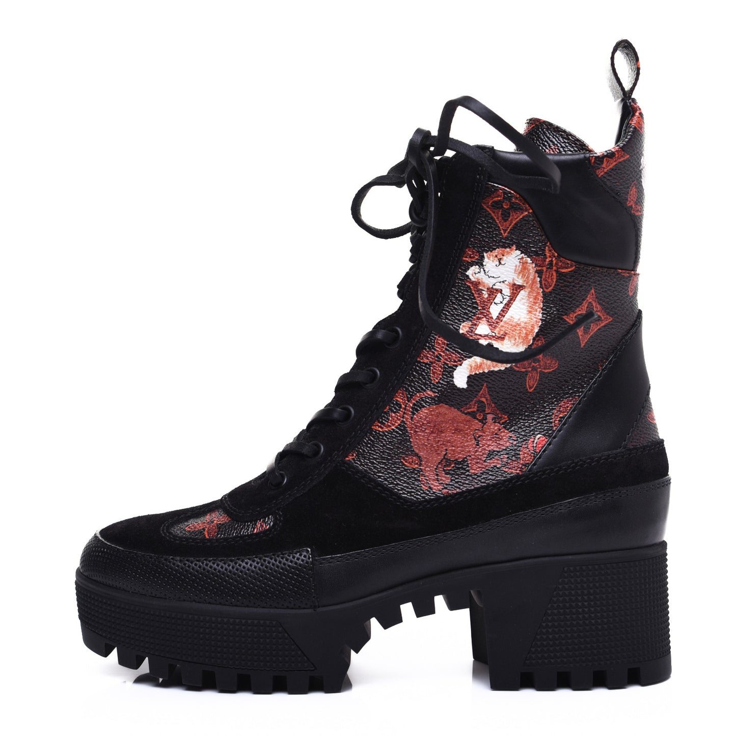 Suede Calfskin Catogram Laureate Platform Desert Boots 37 Black Marron