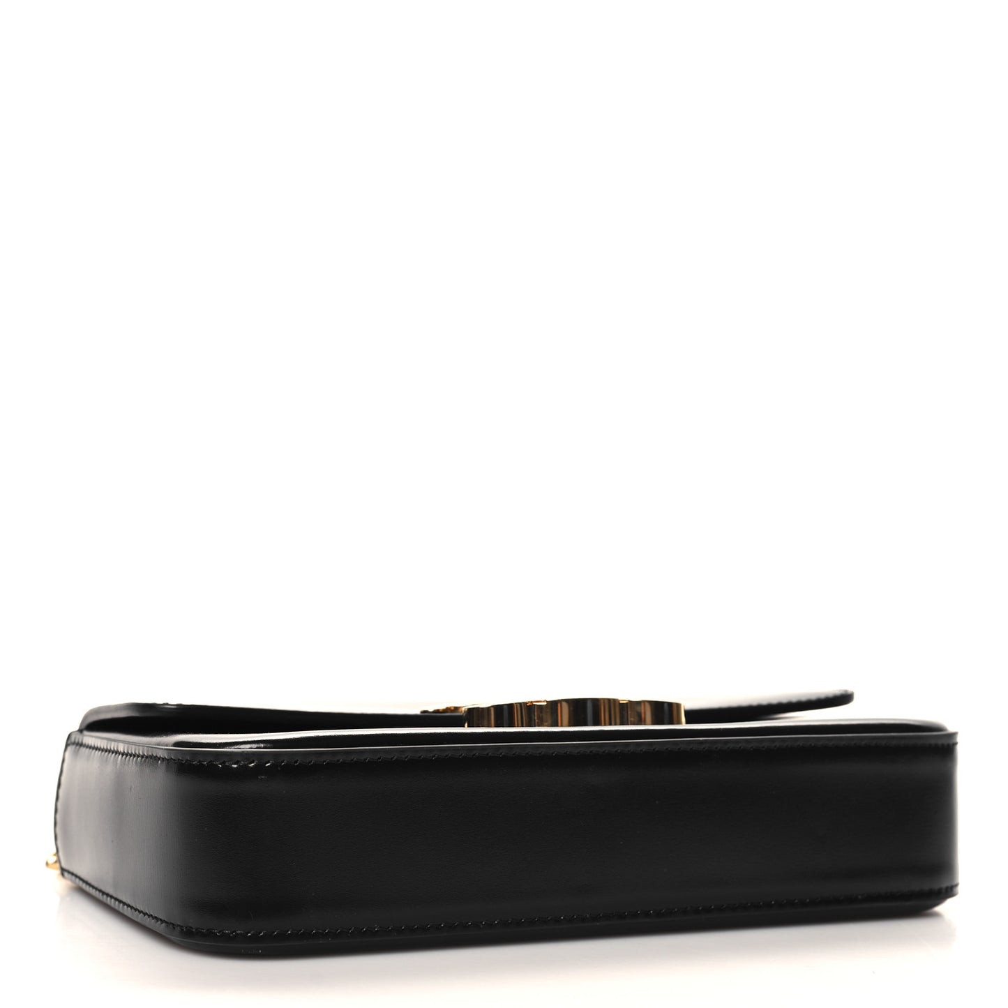 Shiny Calfskin Triomphe Chain Shoulder Bag Black