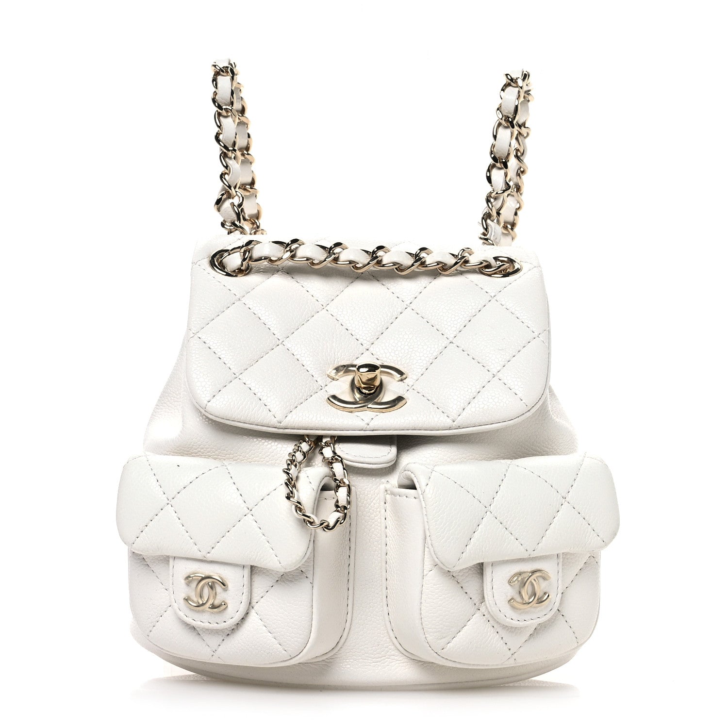 CHANEL MAKEUP　バックパック　リュック　キルティング　ノベルティ　白 Chanel Shiny Caviar Quilted Small Duma Pockets Drawstring Backpack