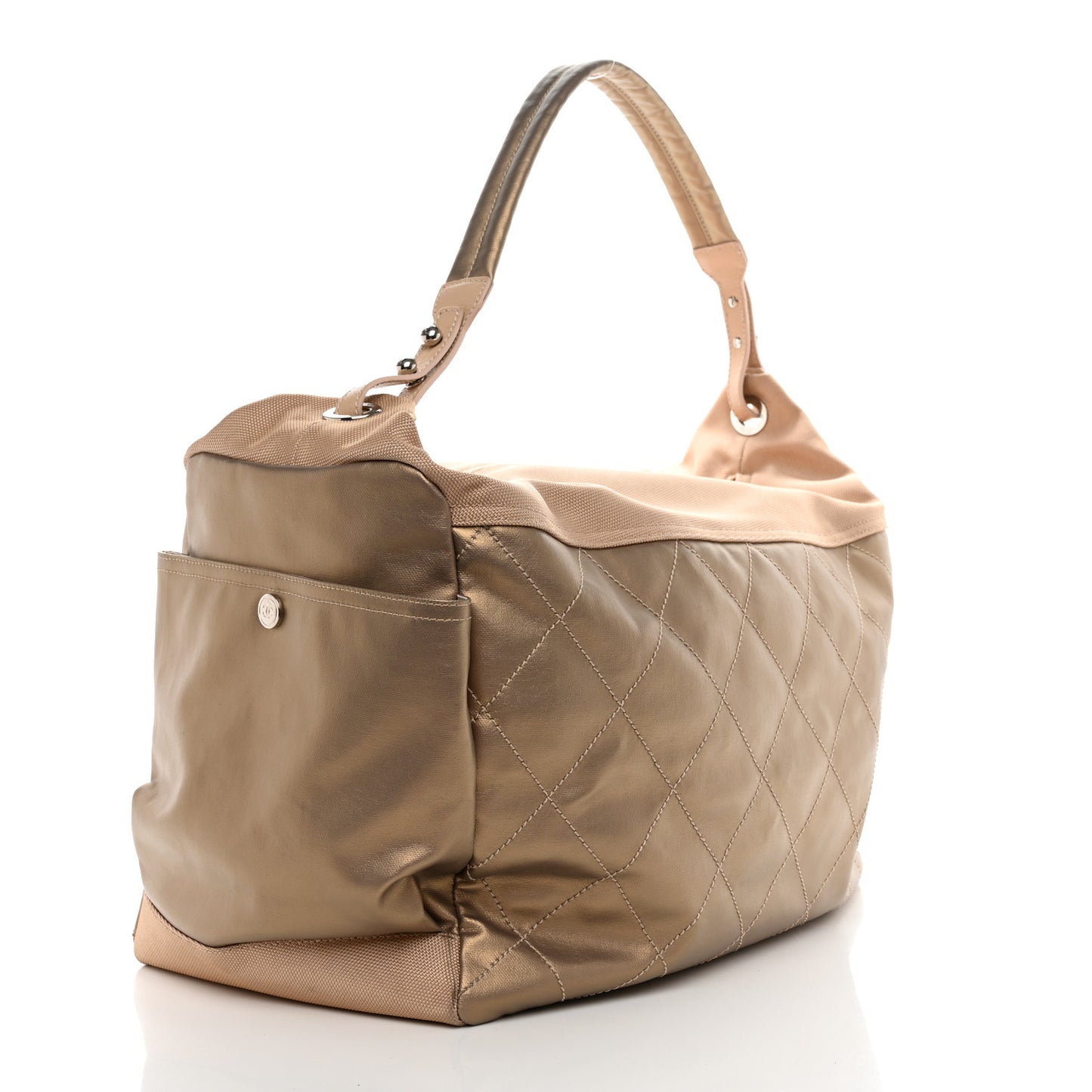 Metallic Coated Canvas Paris Biarritz XL Travel Bag Gold