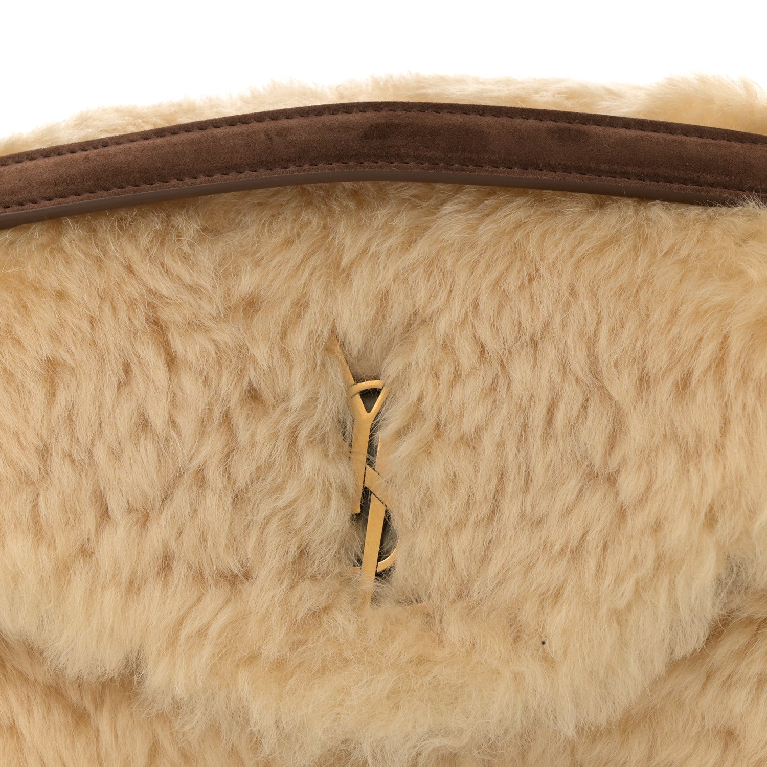 Saint Laurent Shearling Calypso Crossbody Crema Naturel Dark Cigar 9 of 11