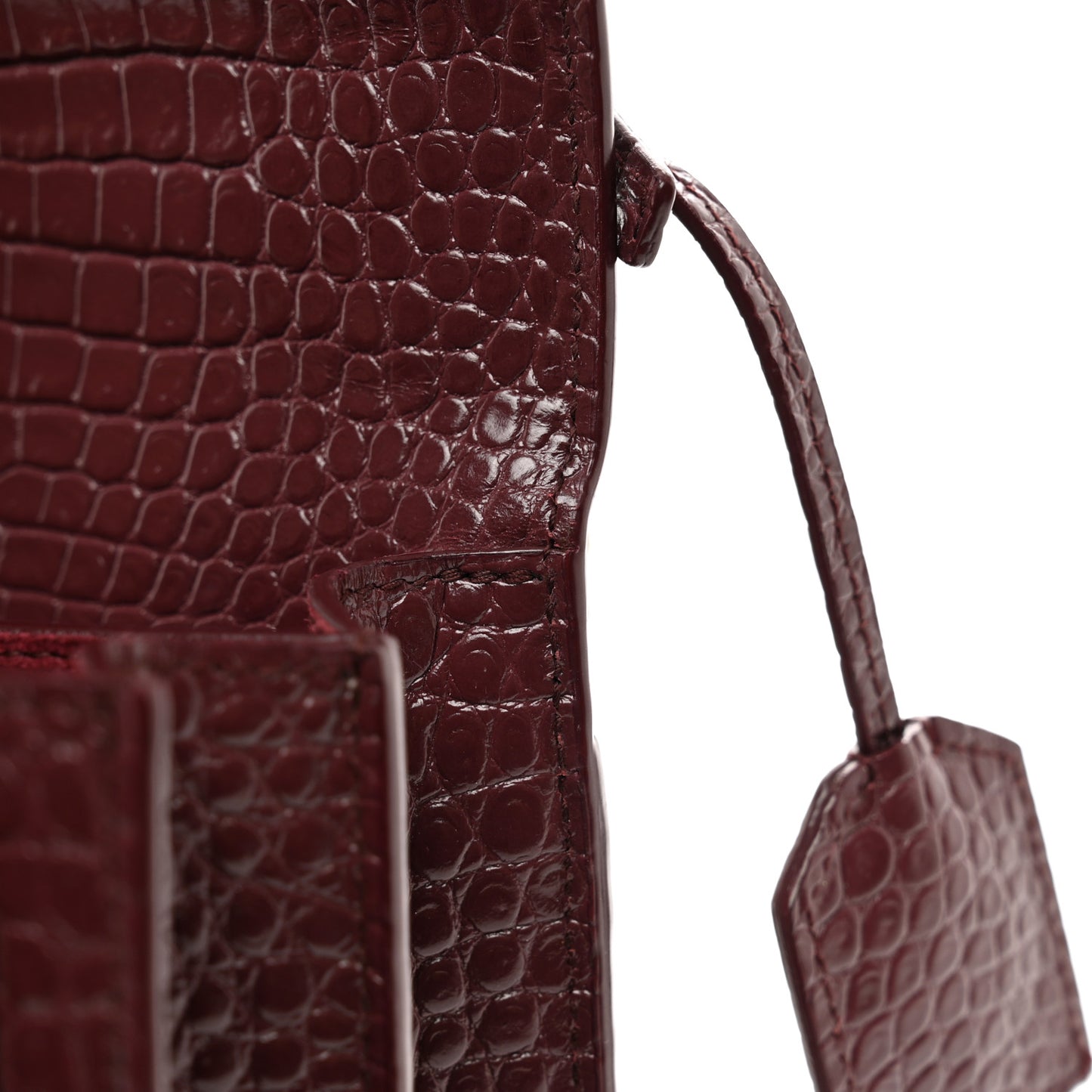Calfskin Crocodile Embossed Medium Monogram Sunset Rouge Legion