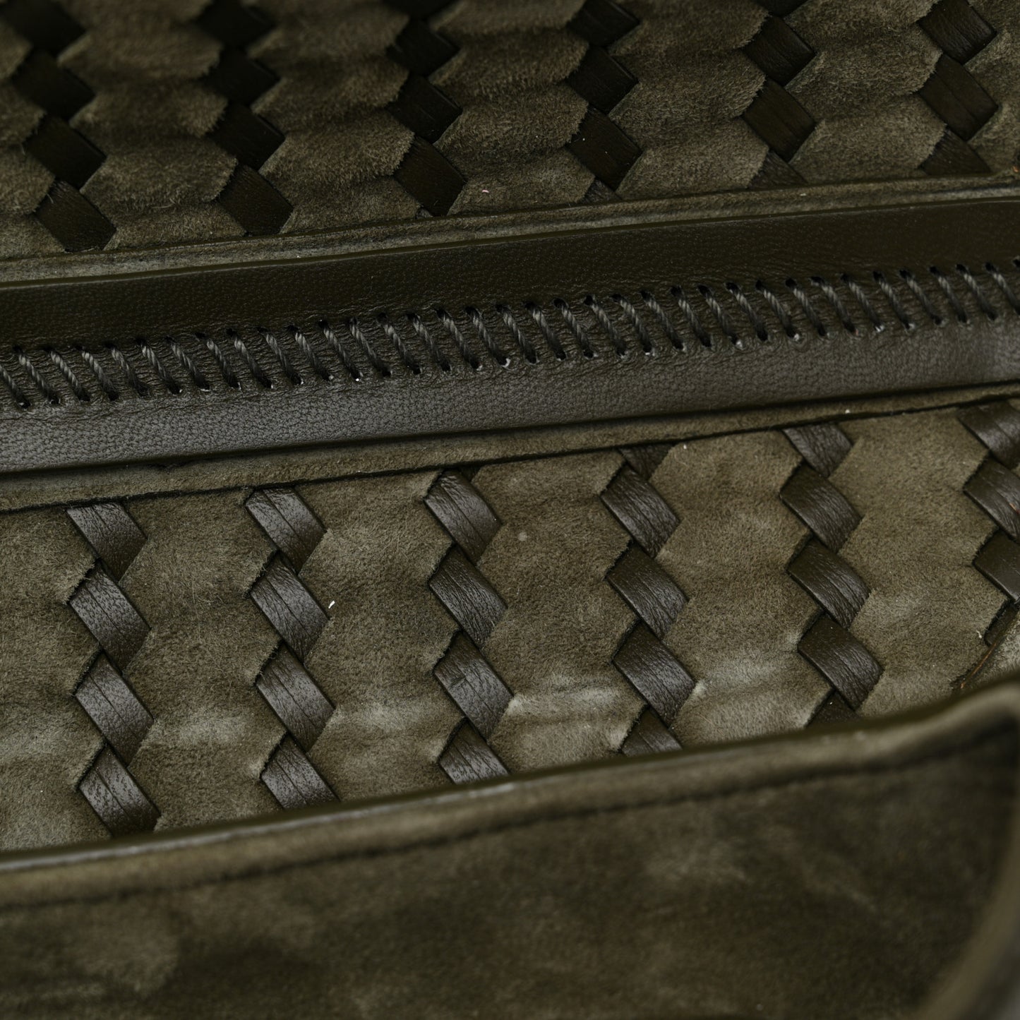 Smooth Calfskin Braided Saddle Bag Dark Green