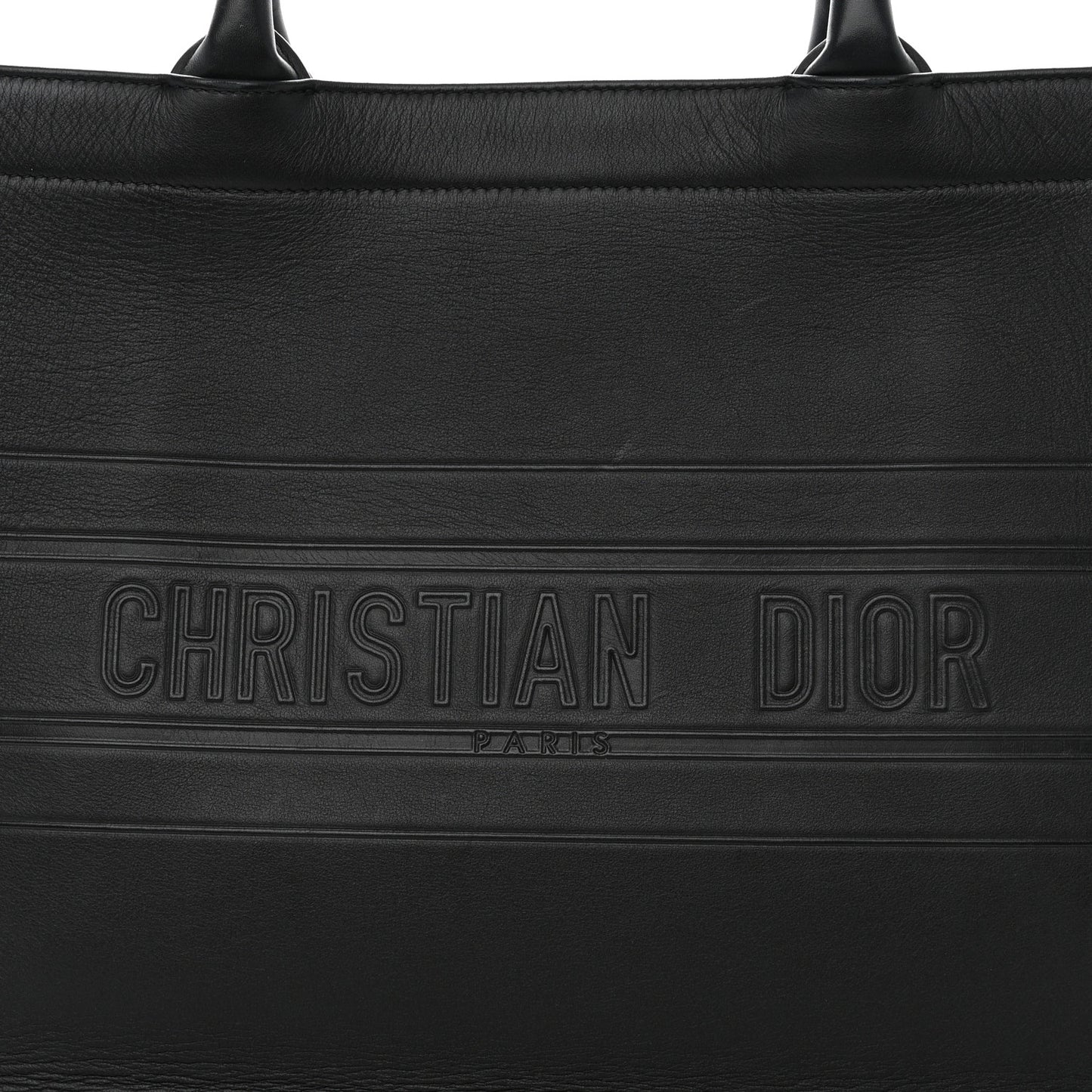 Calfskin Embossed Medium Book Tote Black