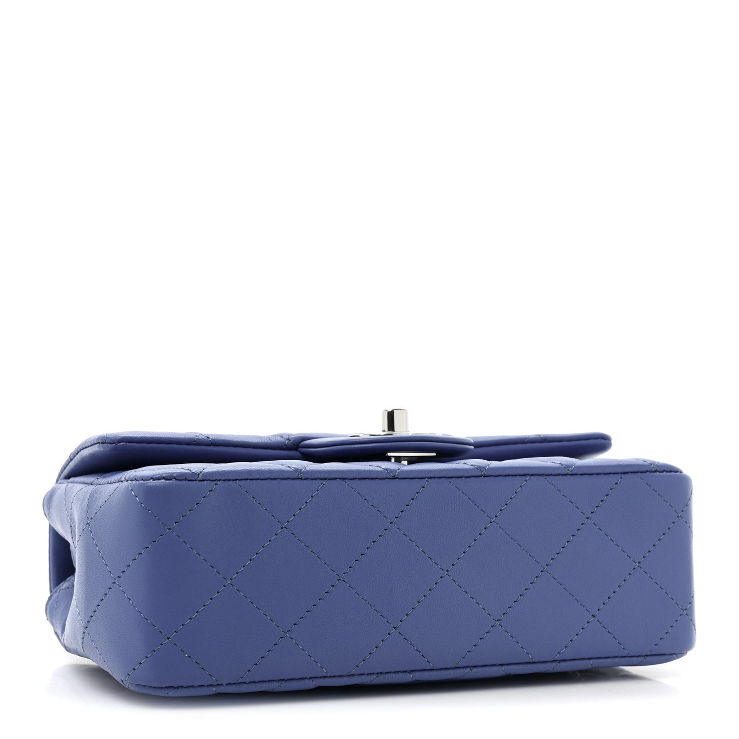 Lambskin Quilted Mini Rectangular Flap Blue