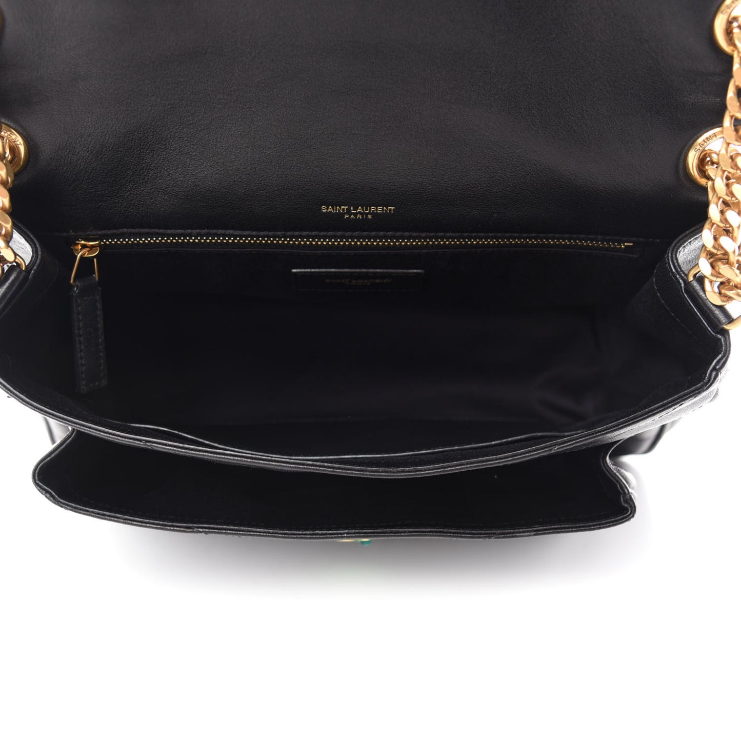 Lambskin Matelasse Monogram Medium Niki Chain Satchel Black