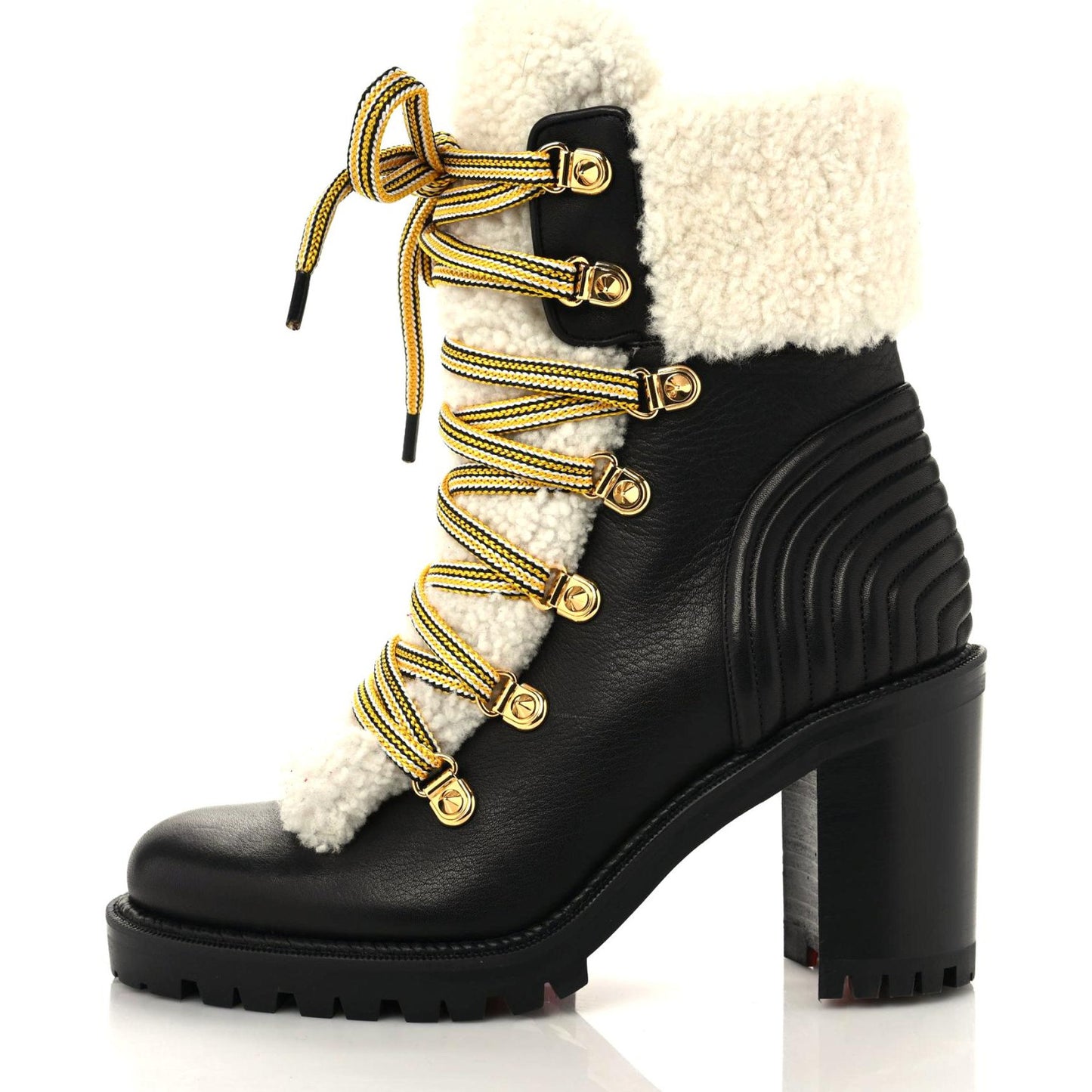 Calfskin Shearling Yetita 70 Hiker Booties 35 Black