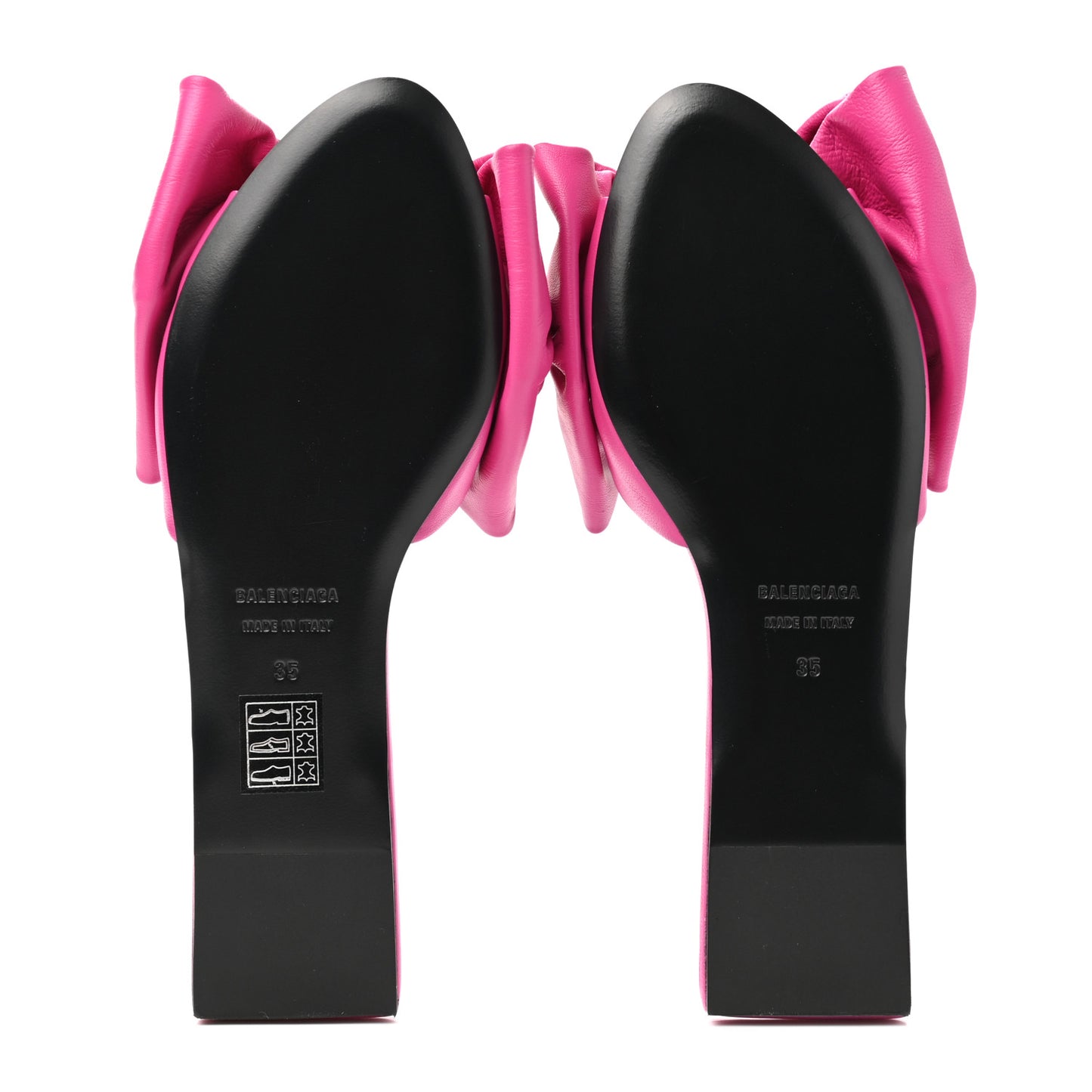 Soft Nappa Square Knife Bow Flat Slide Sandals 35 Magenta Pink