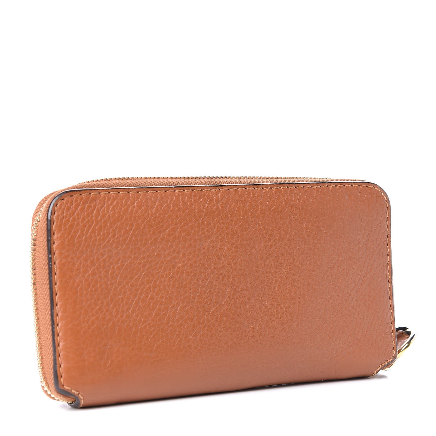 Grained Calfskin Marcie Long Zip Around Wallet Tan