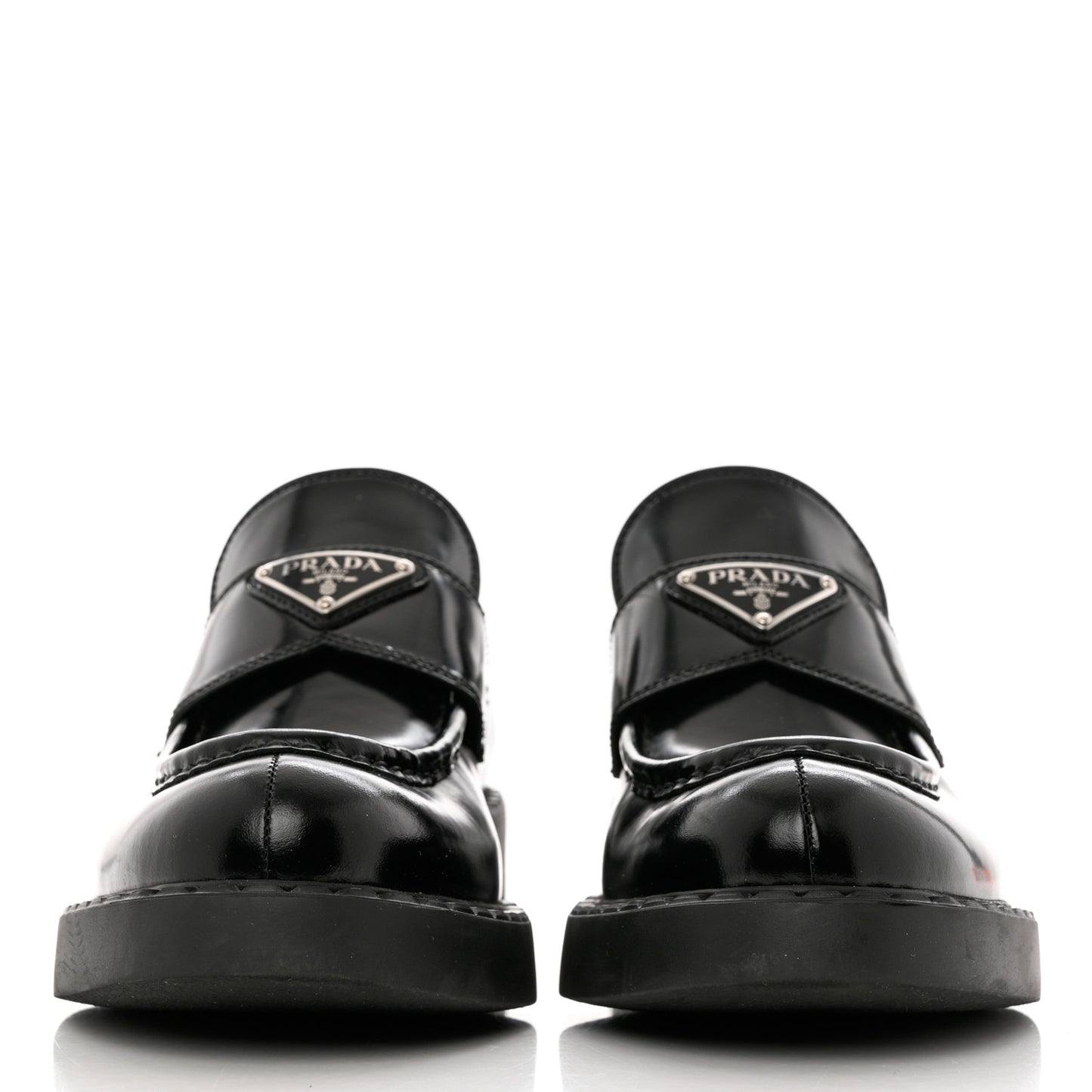 Spazzolato Metal Triangle Logo 50mm Loafers 39 Black