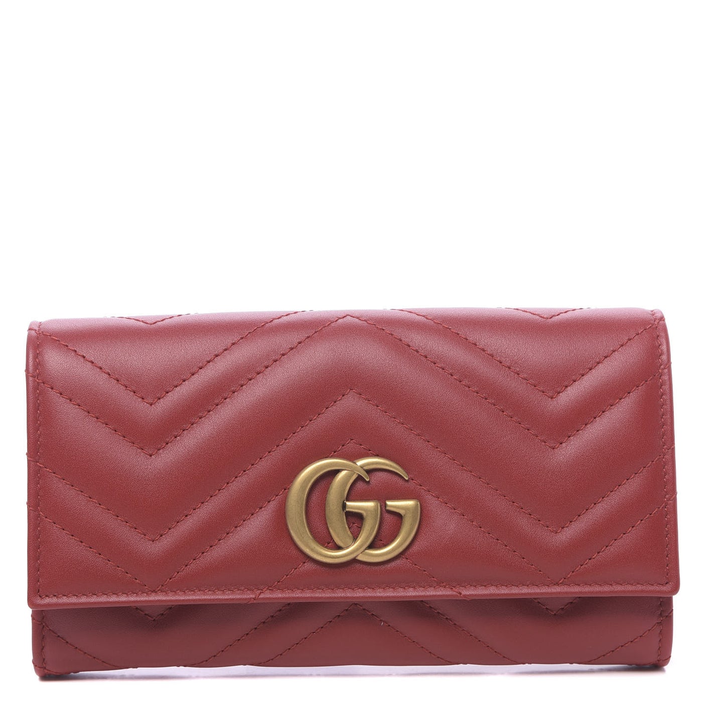Calfskin Matelasse GG Marmont Continental Wallet Hibiscus Red