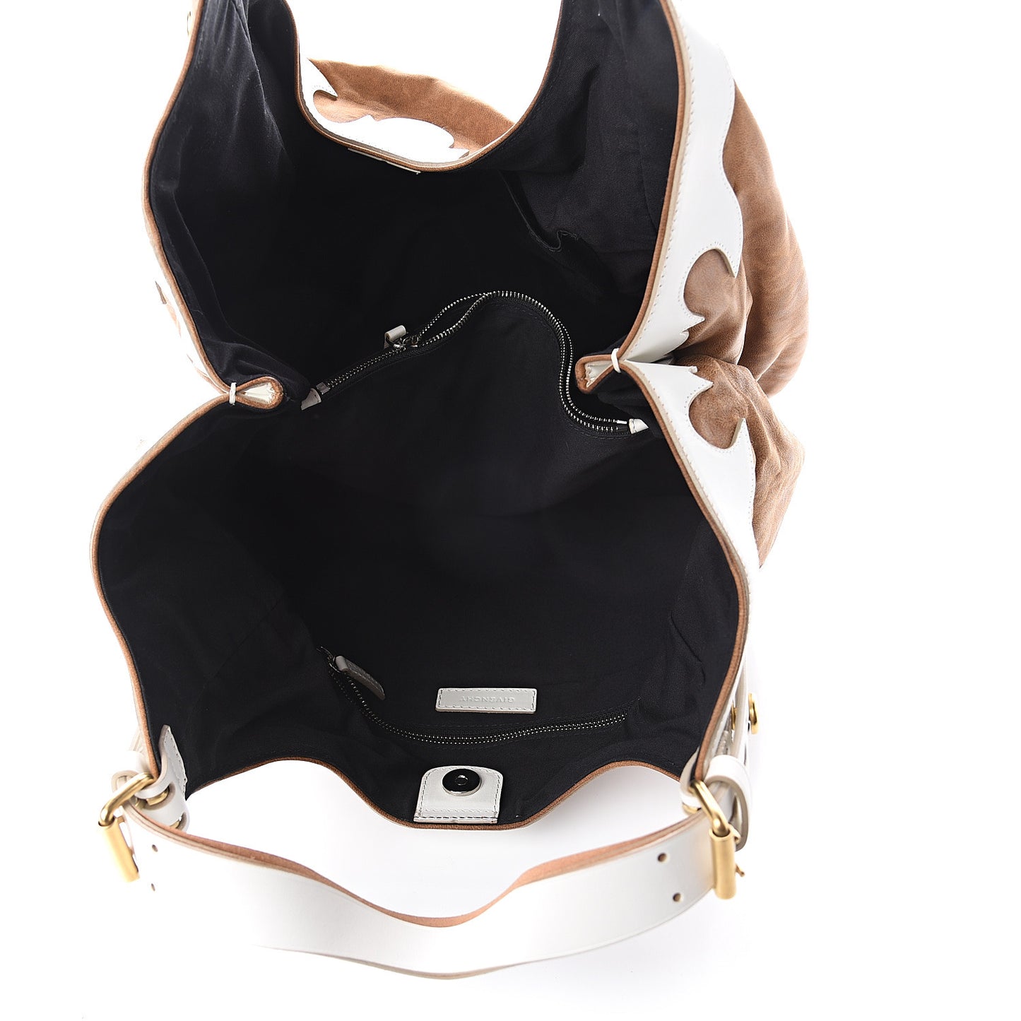 Suede Calfskin Hobo Brown White