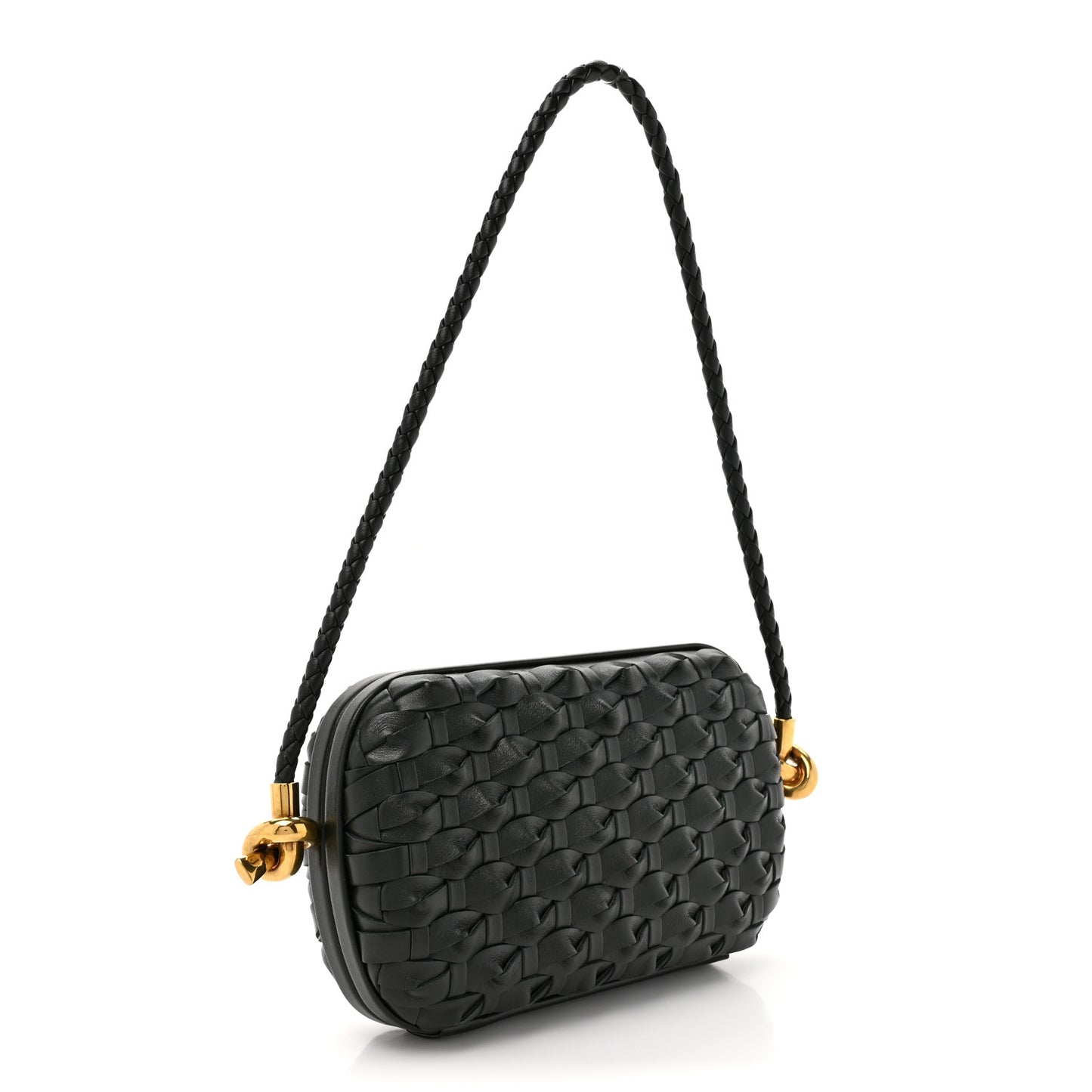 Grained Lambskin Intreccio Knot On Strap Black