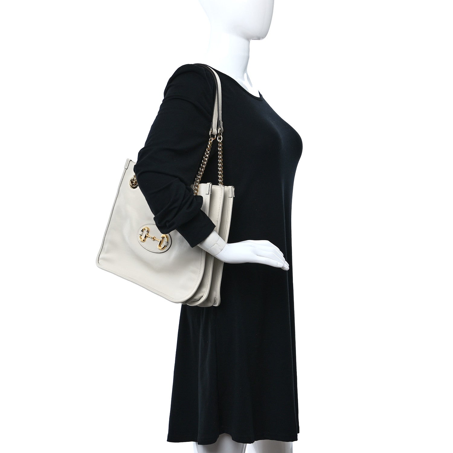 Gucci New Sakai Calfskin Lux Medium Horsebit 1955 Tote Bag Mystic White 3 of 12