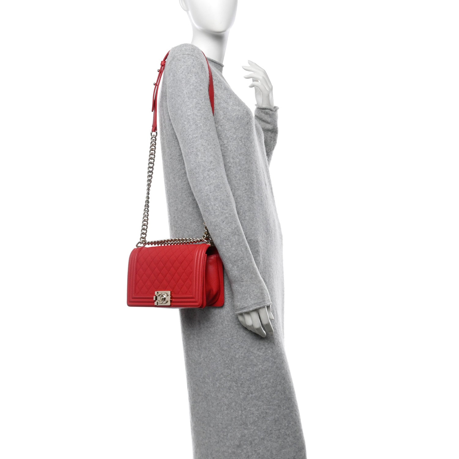 Chanel Caviar Quilted Medium Boy Flap Dark Pink 2 of 12