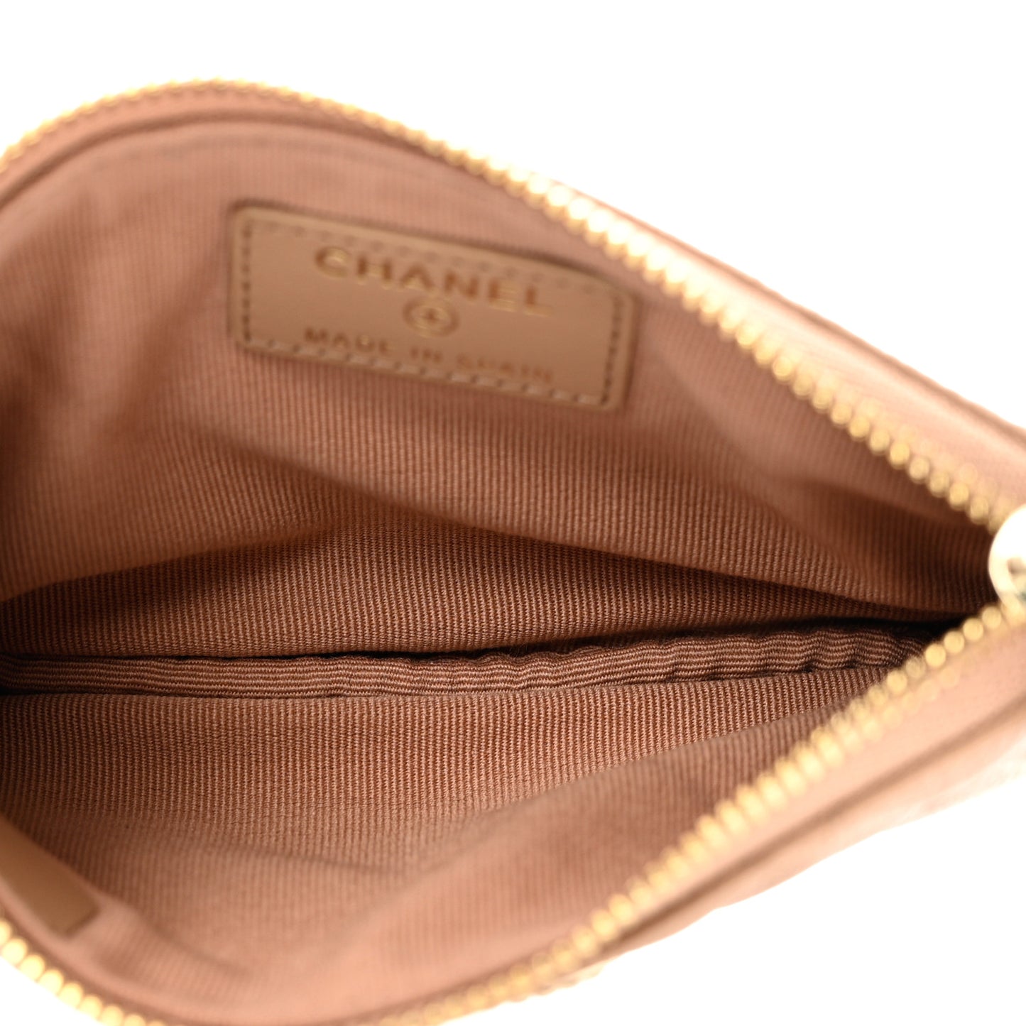 Caviar Quilted Small Multi Chain Cosmetic Case Beige