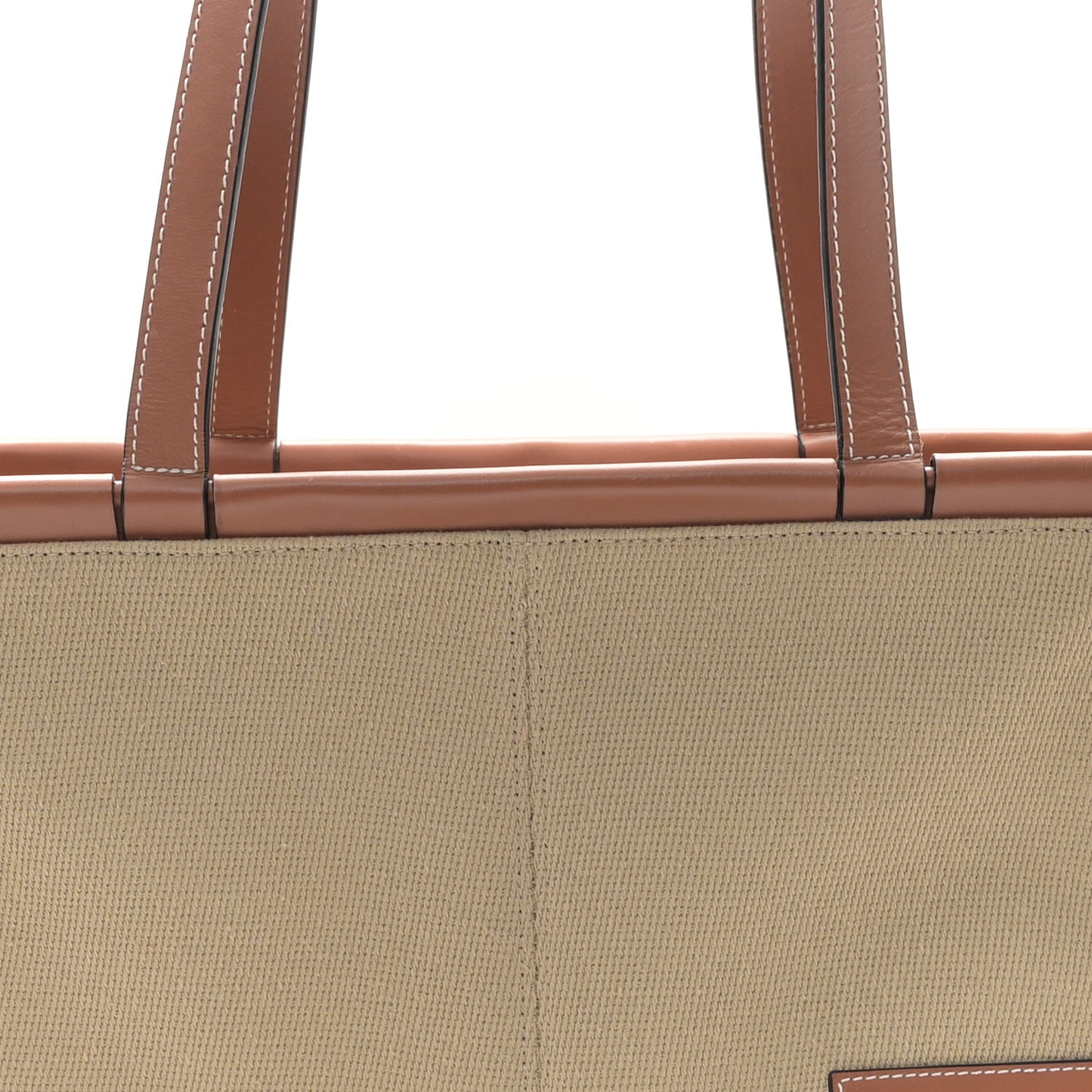 Canvas Calfskin Cushion Tote Natural