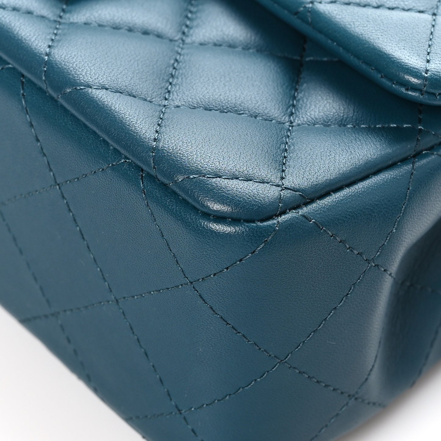 Lambskin Quilted Mini Rectangular Flap Dark Blue