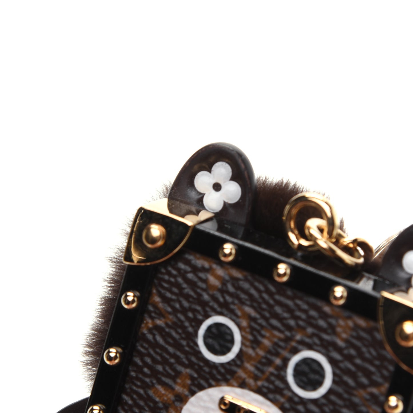 Wild Fur Monogram Eye-Trunk Bear Bag Charm