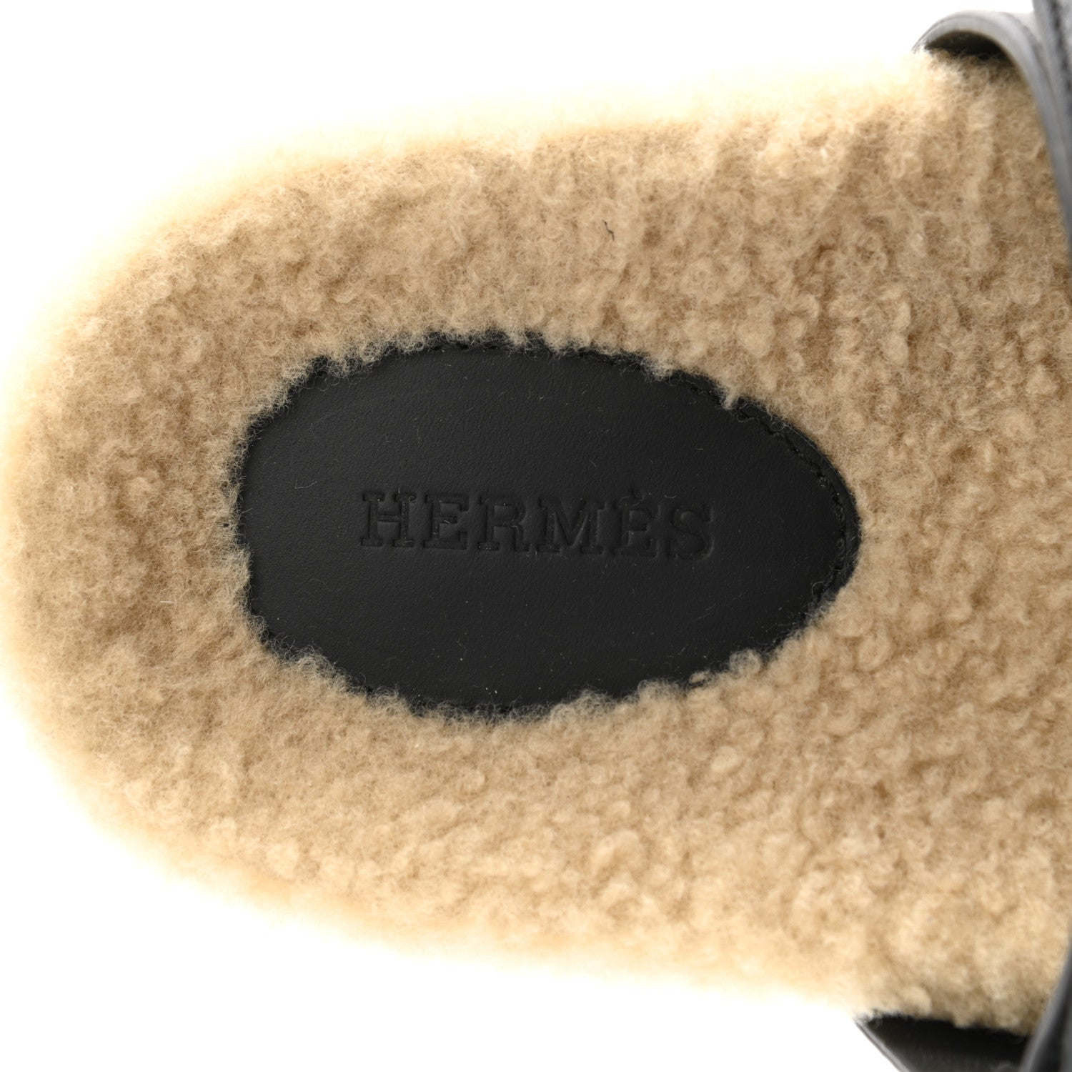 Hermes Veau Indios Woolskin Mens Chypre Sandals 42 Black Ecru 7 of 11