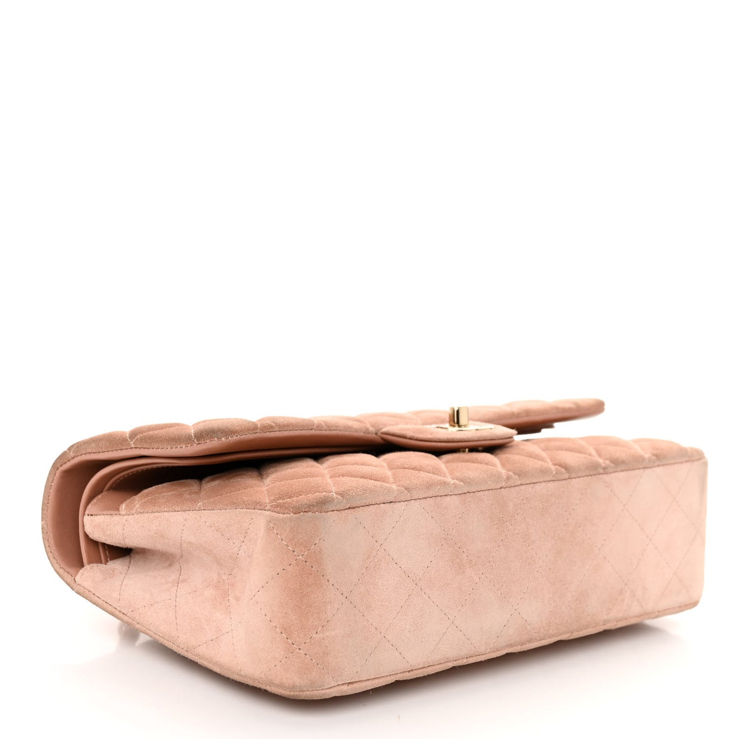Suede Quilted Medium Double Flap Light Pink