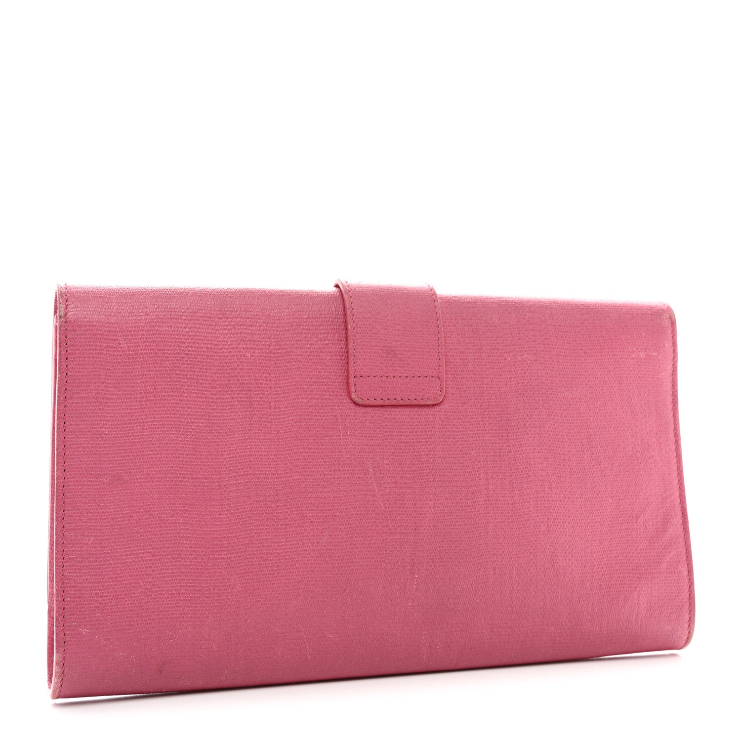 Saint Laurent Textured Calfskin Y Ligne Clutch Fuchsia 3 of 12