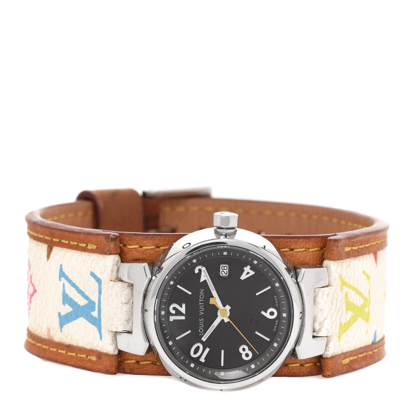 Stainless Steel Monogram Multicolor 28mm Tambour Murakami Quartz Watch Brown