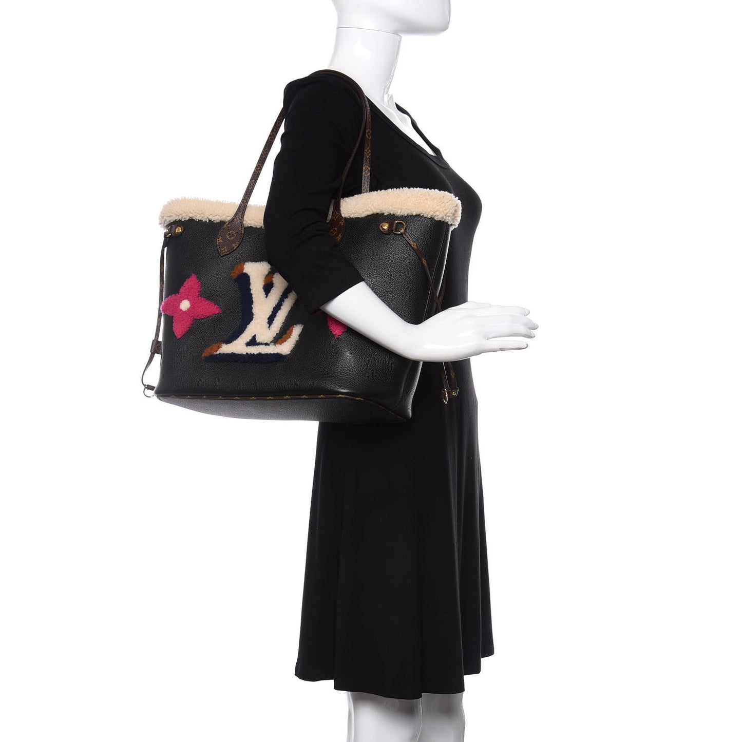 Calfskin Monogram Teddy Neverfull MM Black