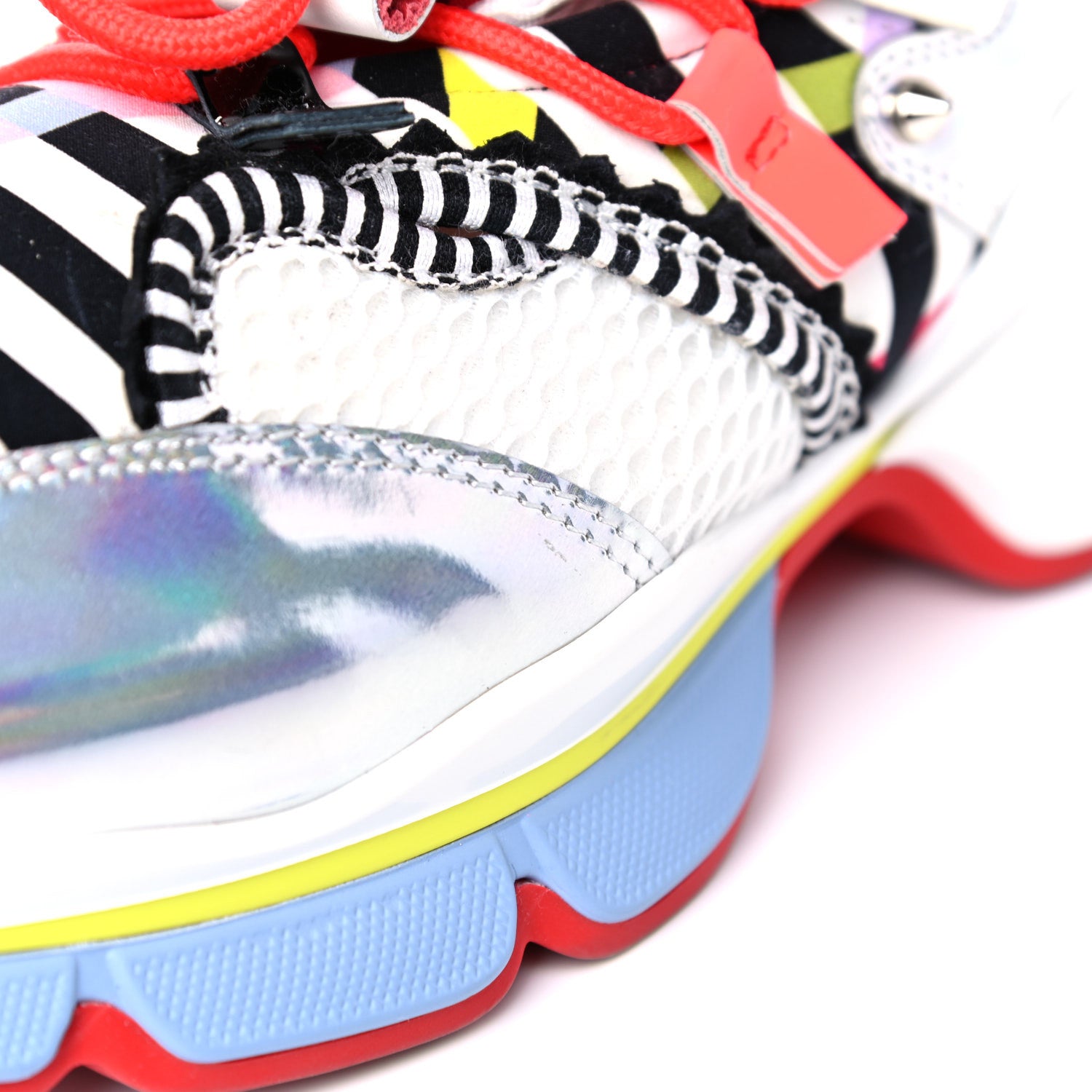 Christian Louboutin Neoprene Specchio Laser Donna Red Runner Spike Flat Sneaker 37.5 Multicolor 13 of 15