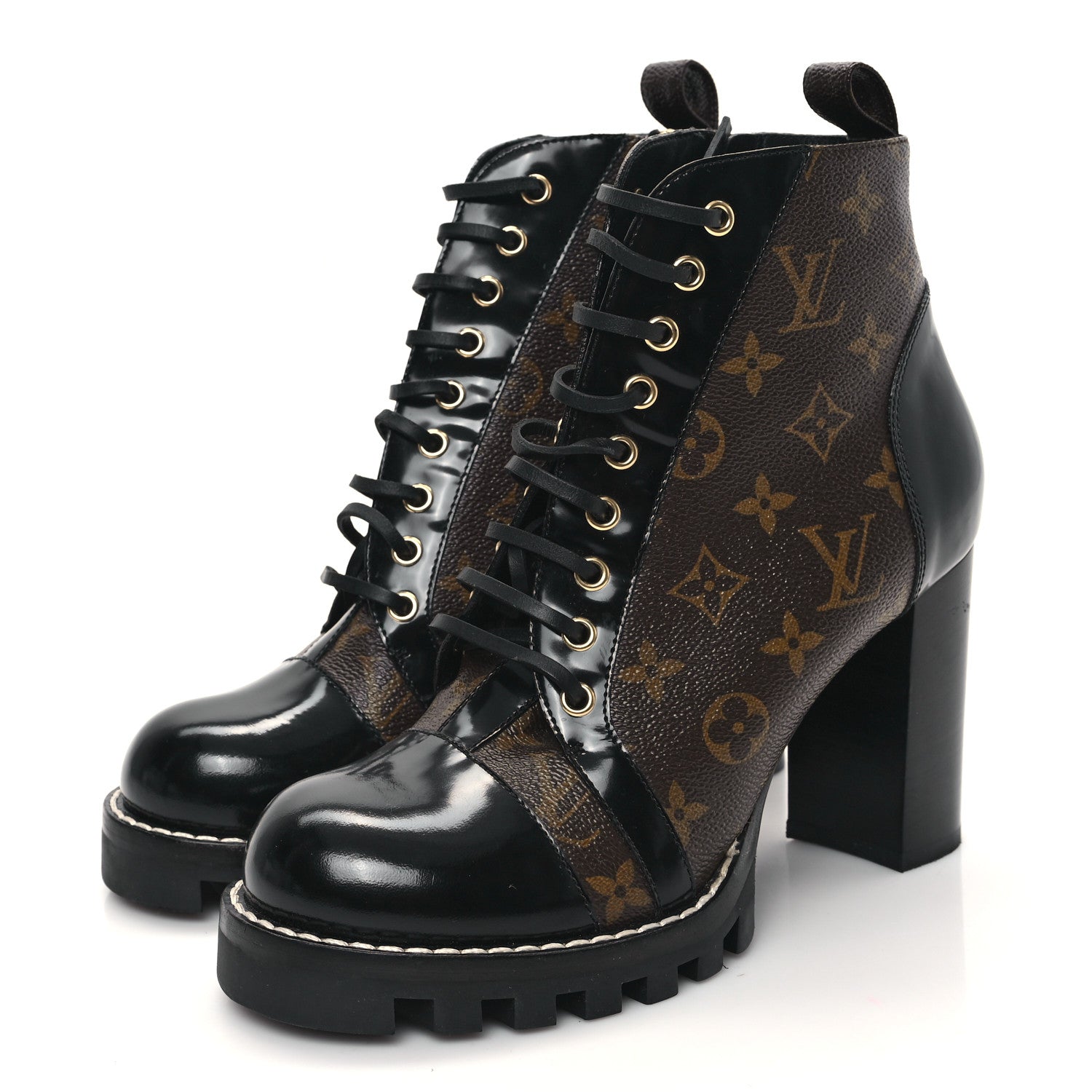Louis Vuitton Patent Calfskin Monogram Star Trail Ankle Boots 41 Black 3 of 8