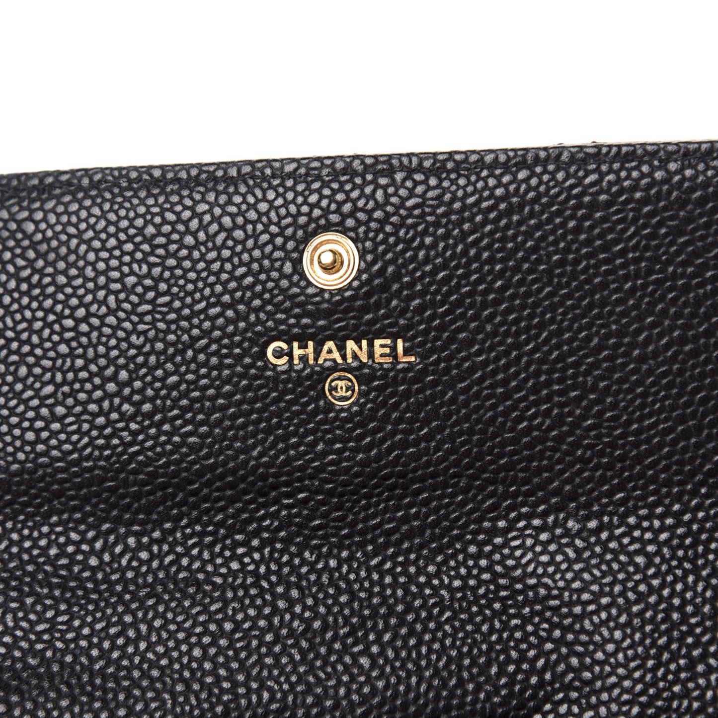 Caviar Quilted Large Gusset Flap Wallet Black
