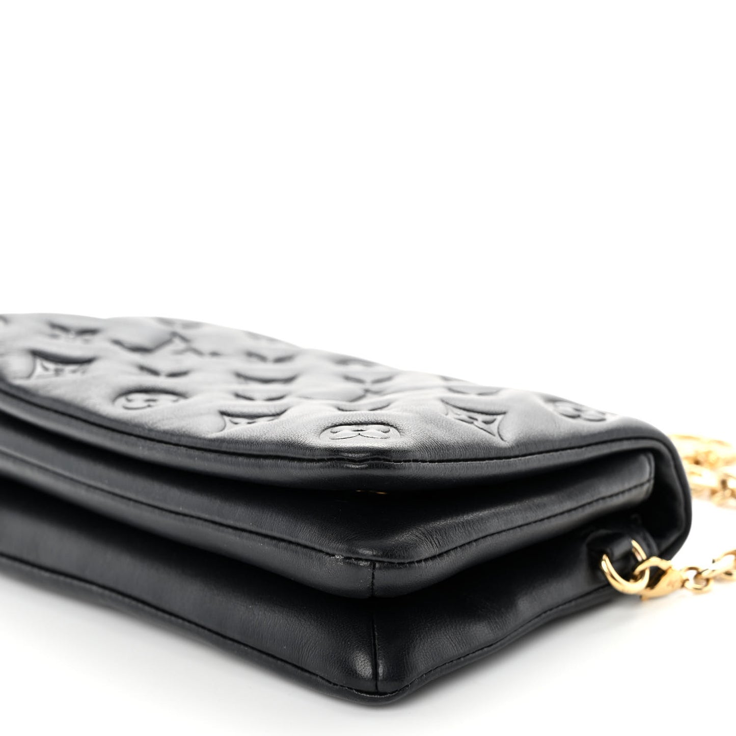 Lambskin Embossed Monogram Pochette Coussin Black