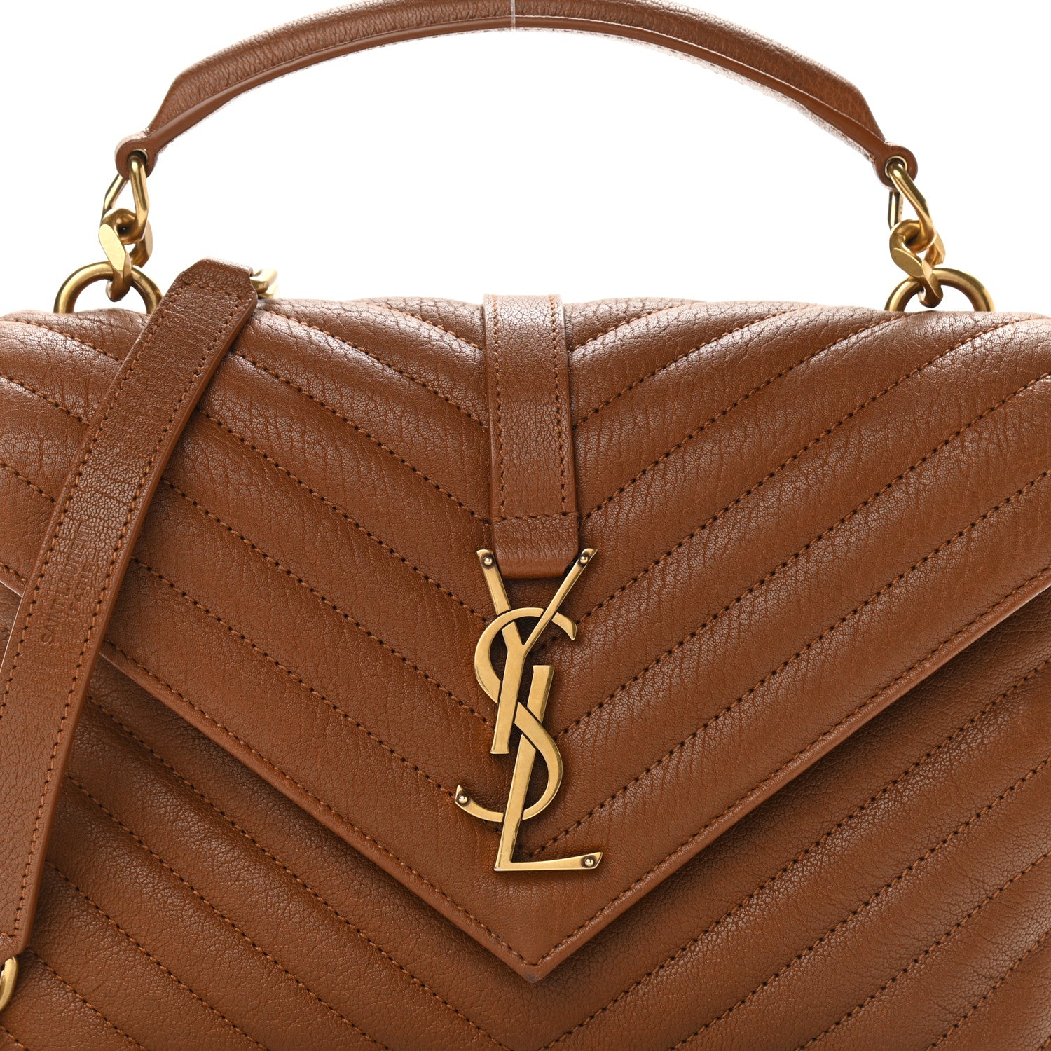 Saint Laurent Sheepskin Matelasse Chevron Monogram Medium College Bag Brick 8 of 11