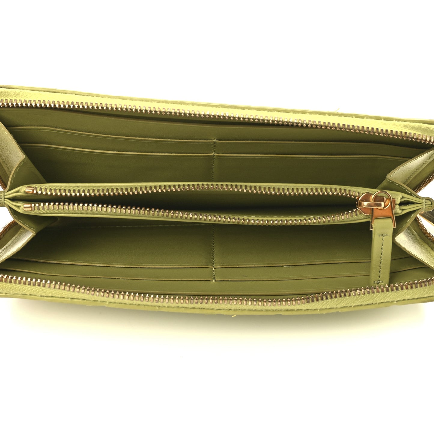 Nappa Intrecciato Zip Around Wallet Kiwi