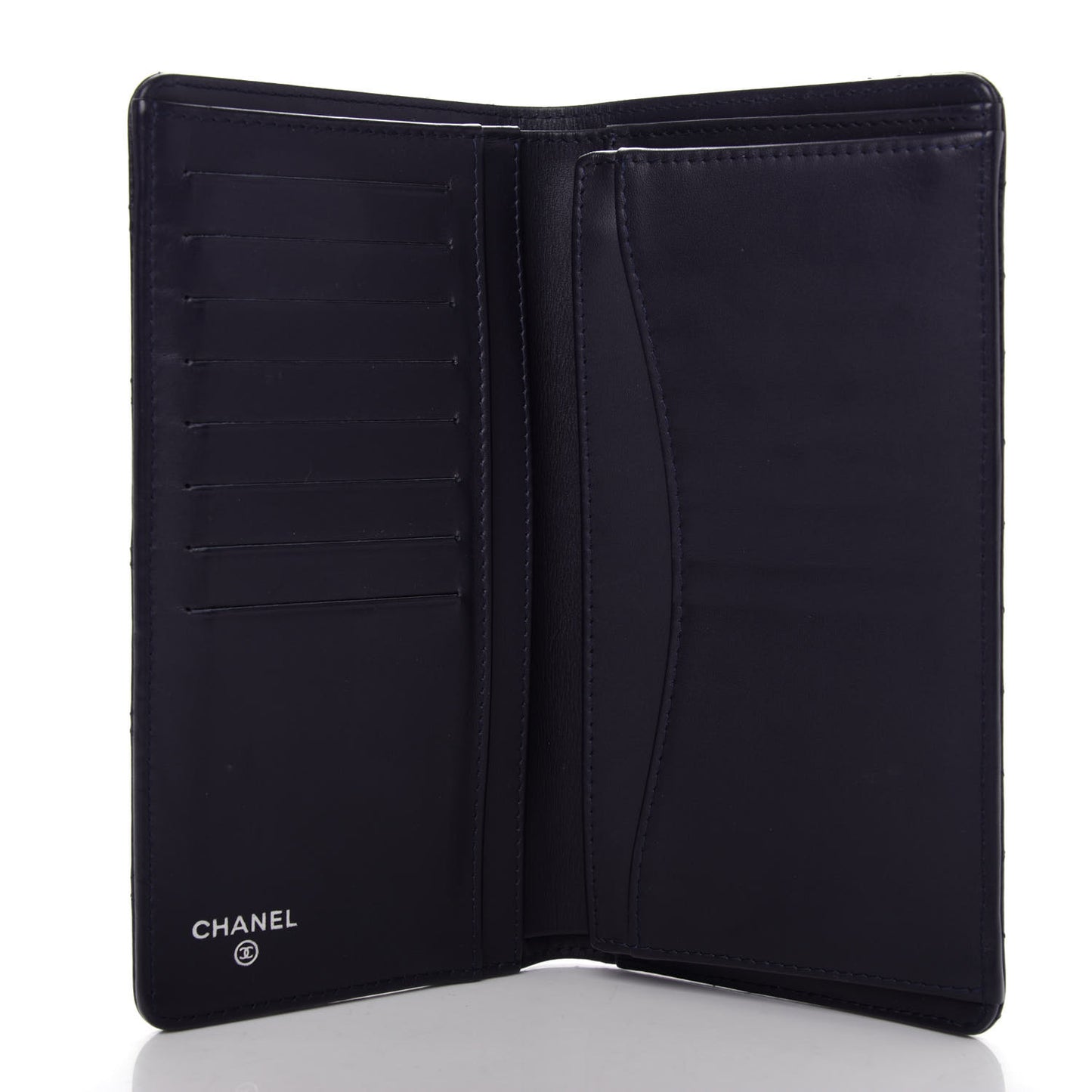 Caviar Quilted Yen Wallet Dark Blue