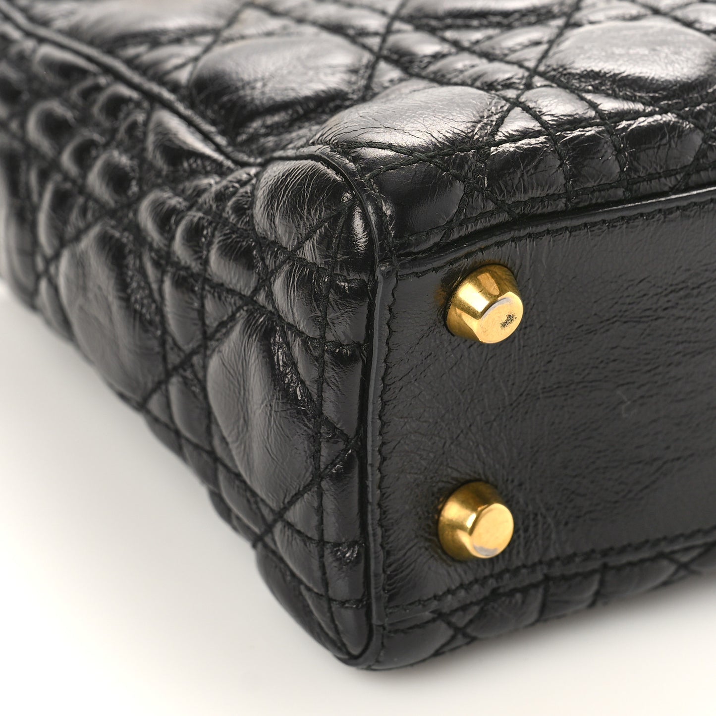 Crinkled Patent Cannage Small Lucky Badges My Lady Dior Black