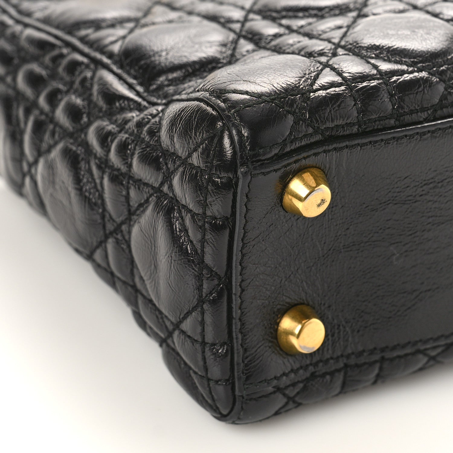 Christian Dior Crinkled Patent Cannage Small Lucky Badges My Lady Dior Black 7 of 9