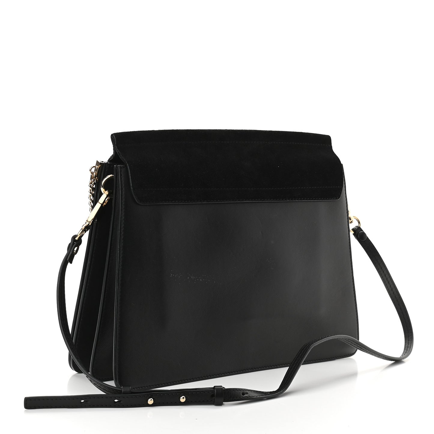 Suede Calfskin Medium Faye Shoulder Bag Black