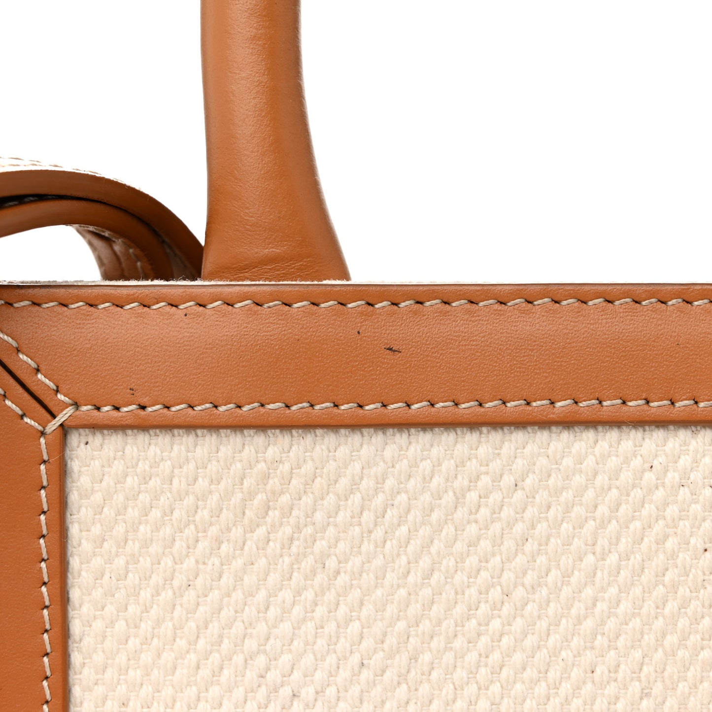 Canvas Calfskin Mini Vertical Cabas Natural Tan