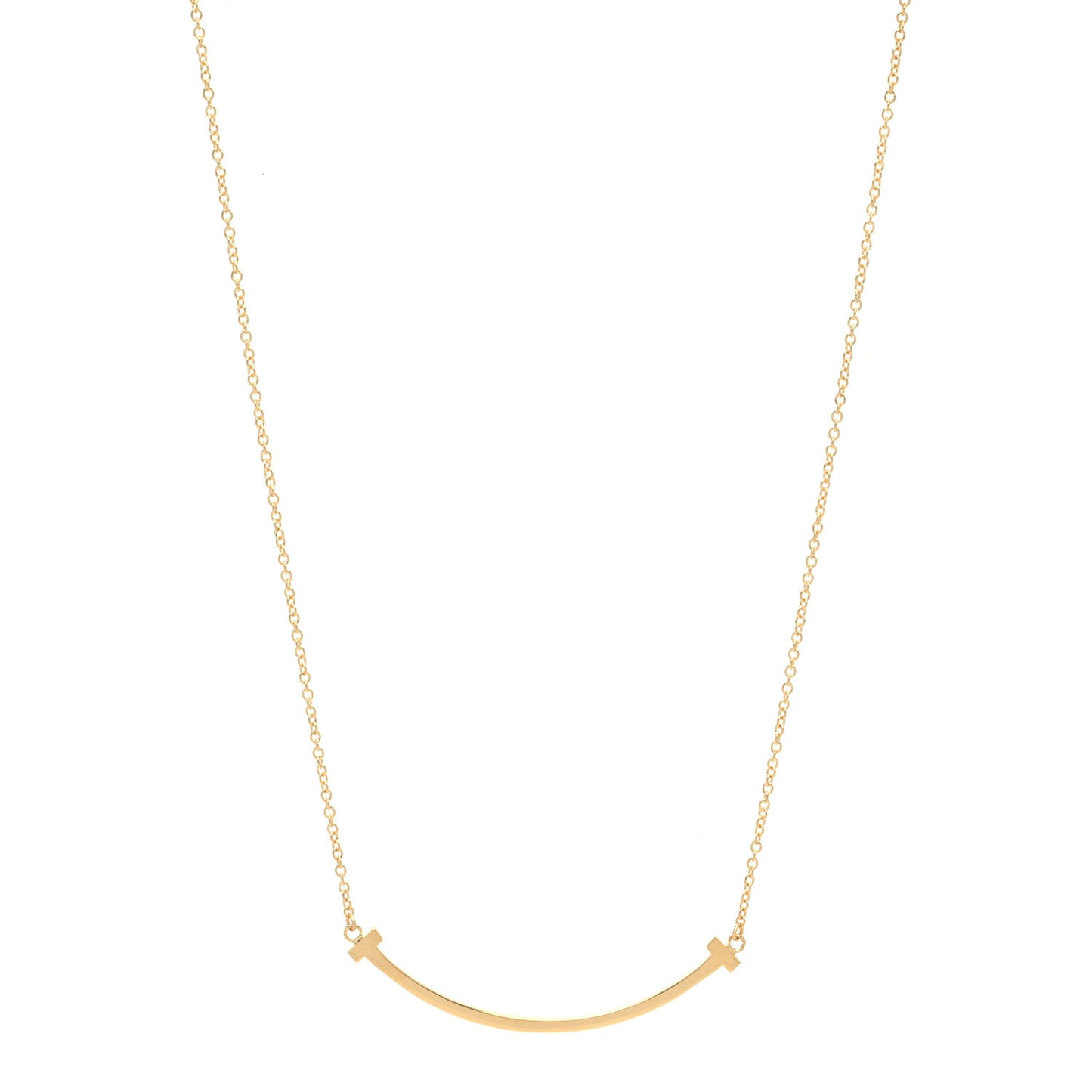 18K Yellow Gold Small T Smile Pendant Necklace