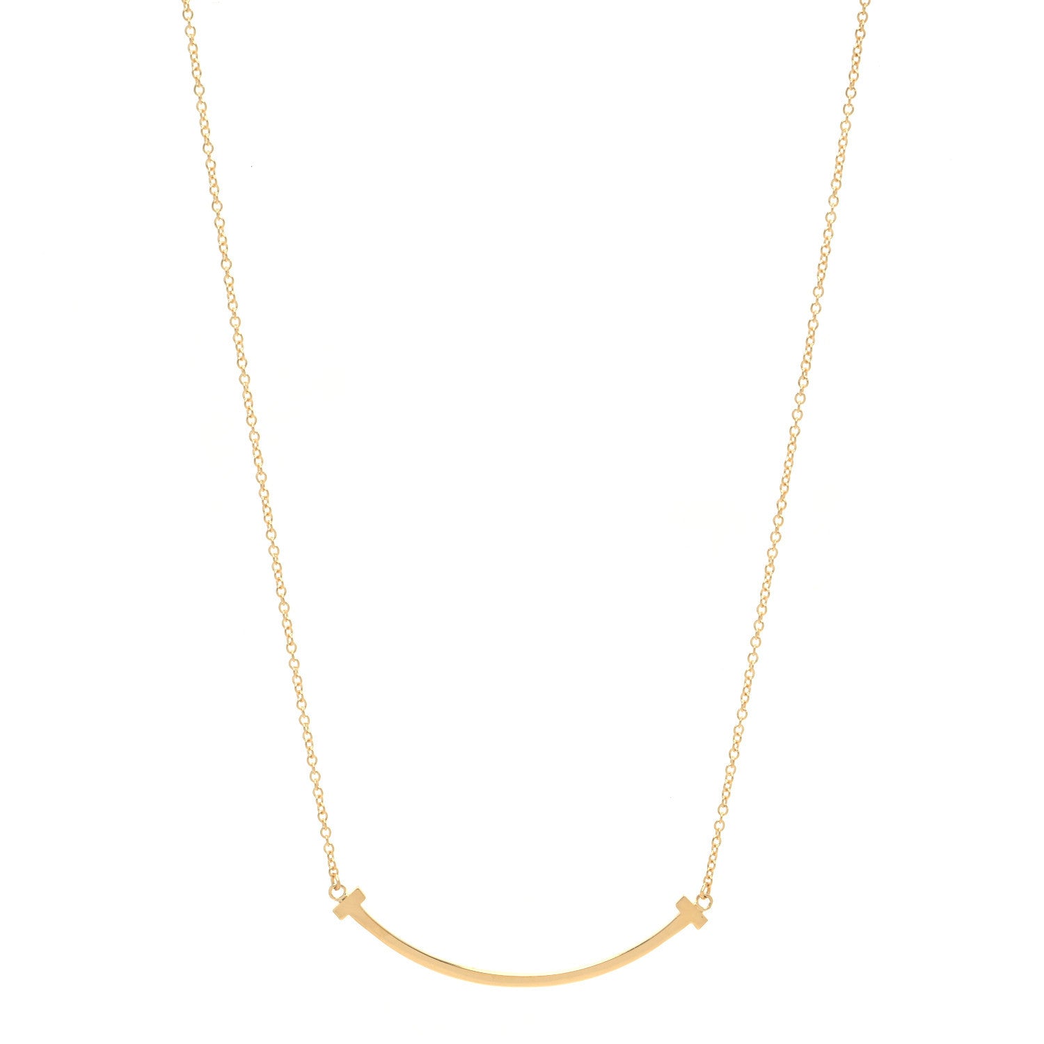 Tiffany 18K Yellow Gold Small T Smile Pendant Necklace 1 of 6