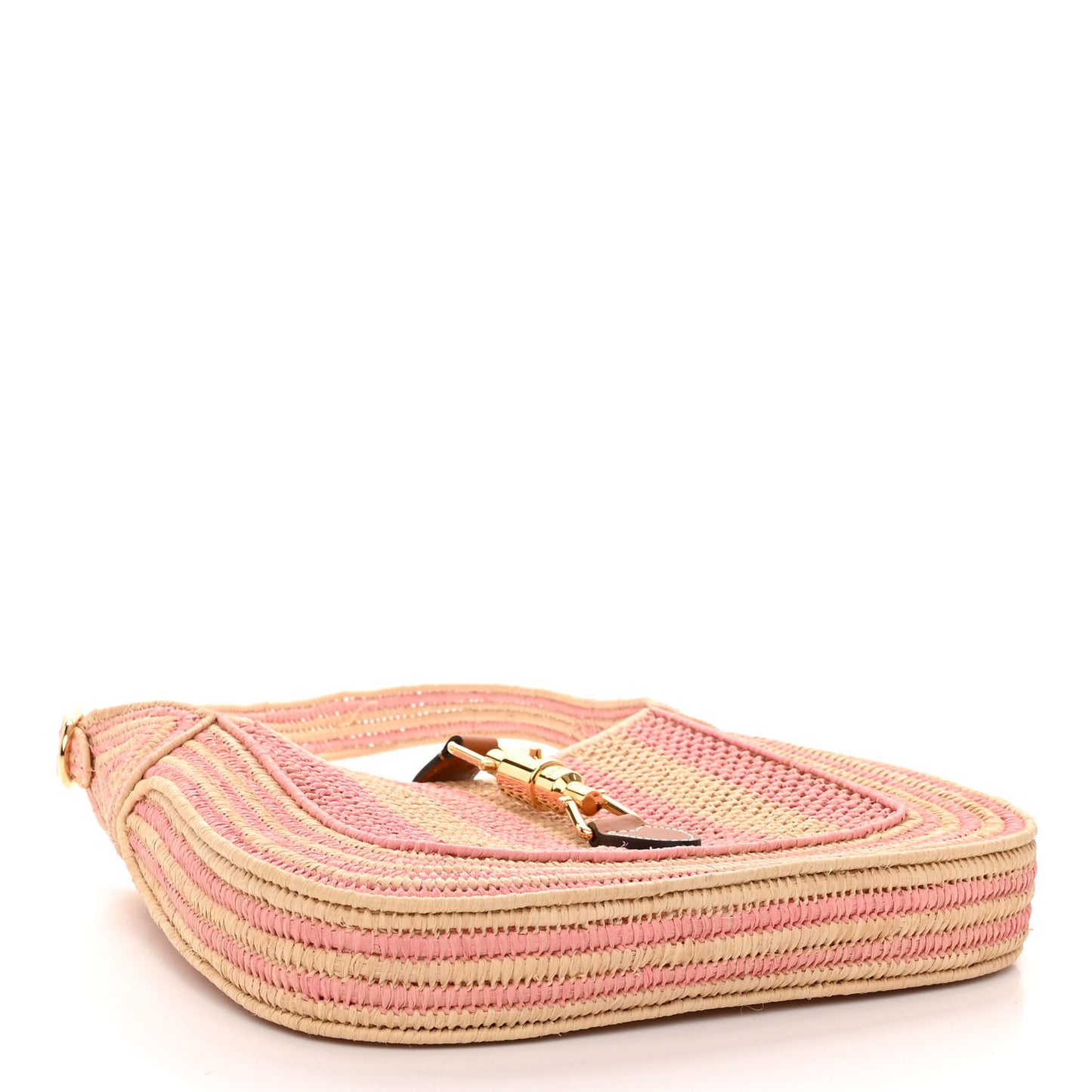 Raffia Woven Striped Small Jackie 1961 Hobo Pink White