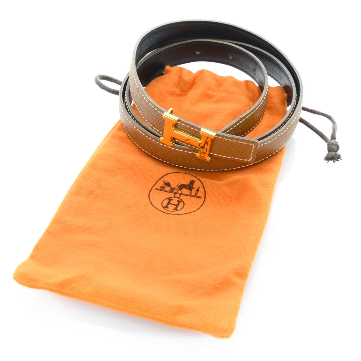 Leather Reversible H Belt 90 Black Gold