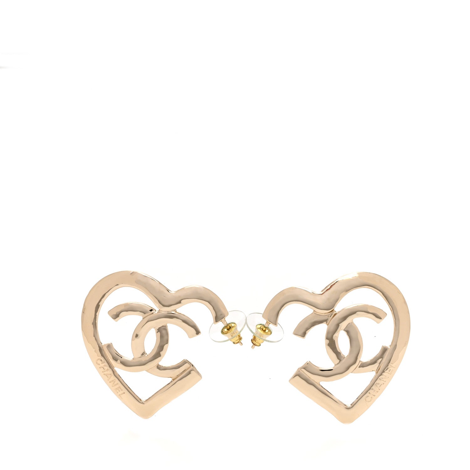 Chanel Metal CC Heart Coco In Love Hoop Earrings Gold 1203381 ...