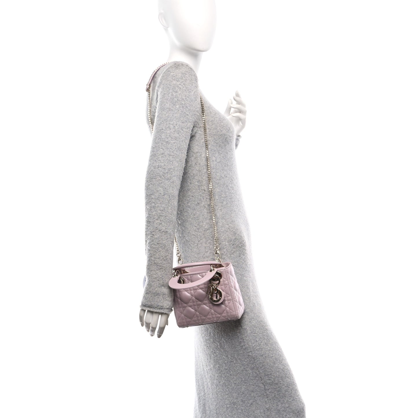 Metallic Lambskin Cannage Mini Lady Dior Lotus