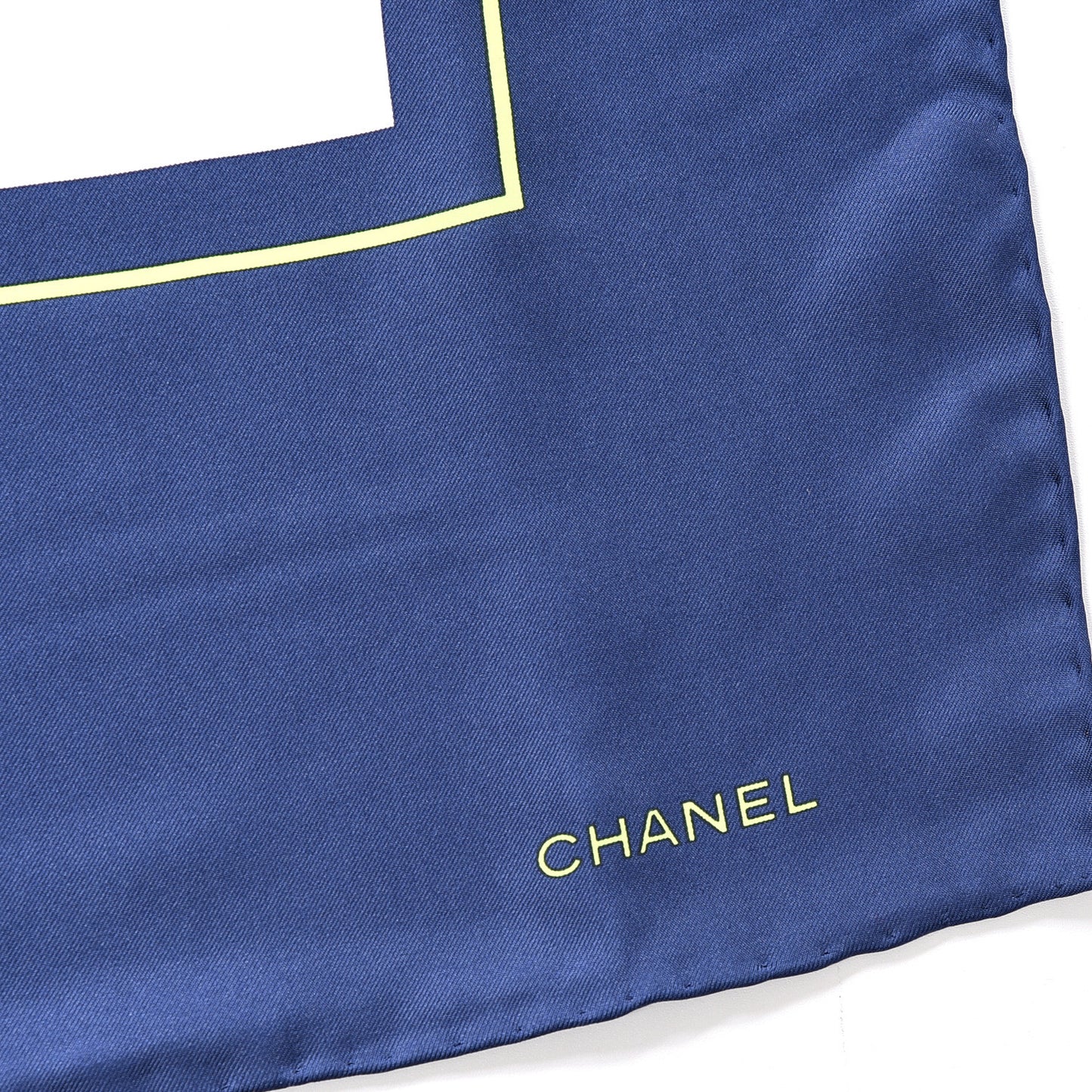 Silk Geometric Logo CC Scarf Navy Blue