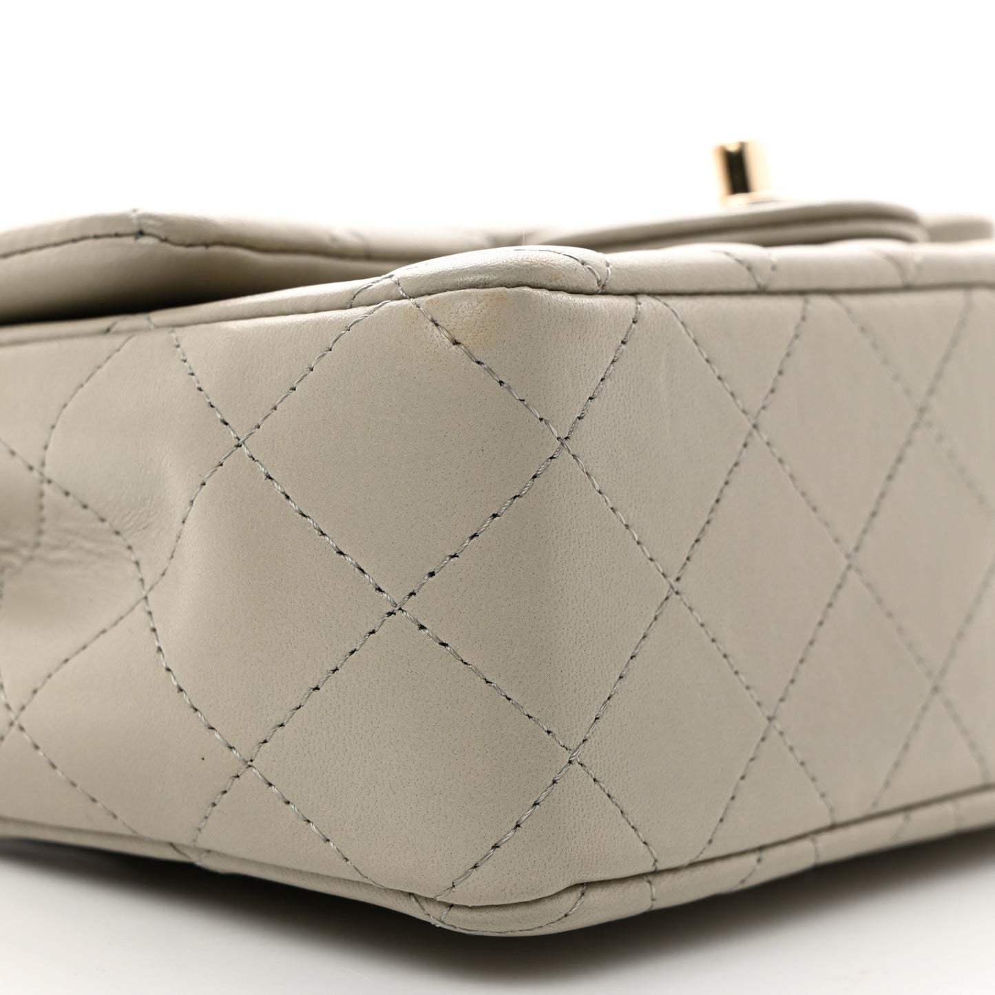 Lambskin Quilted Mini Rectangular Flap Grey