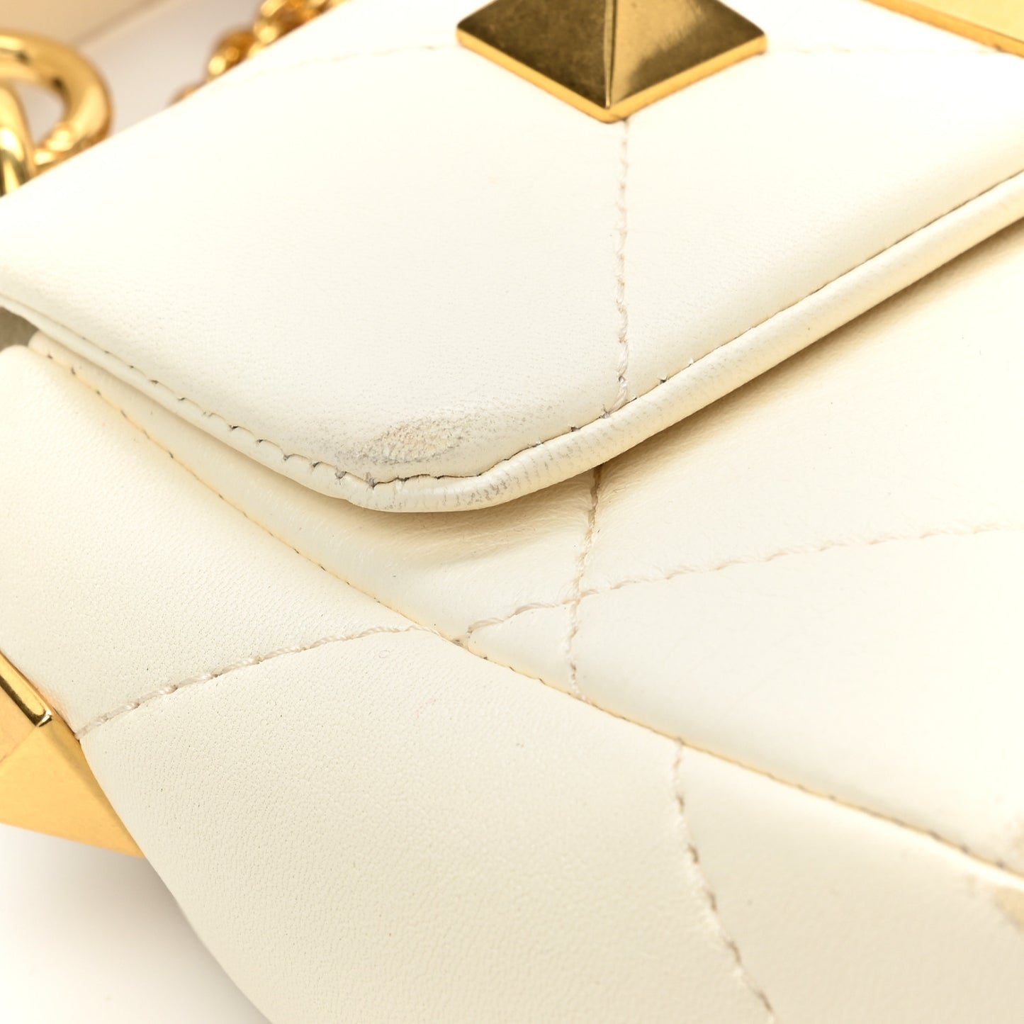 Nappa Small Roman Stud Shoulder Bag White